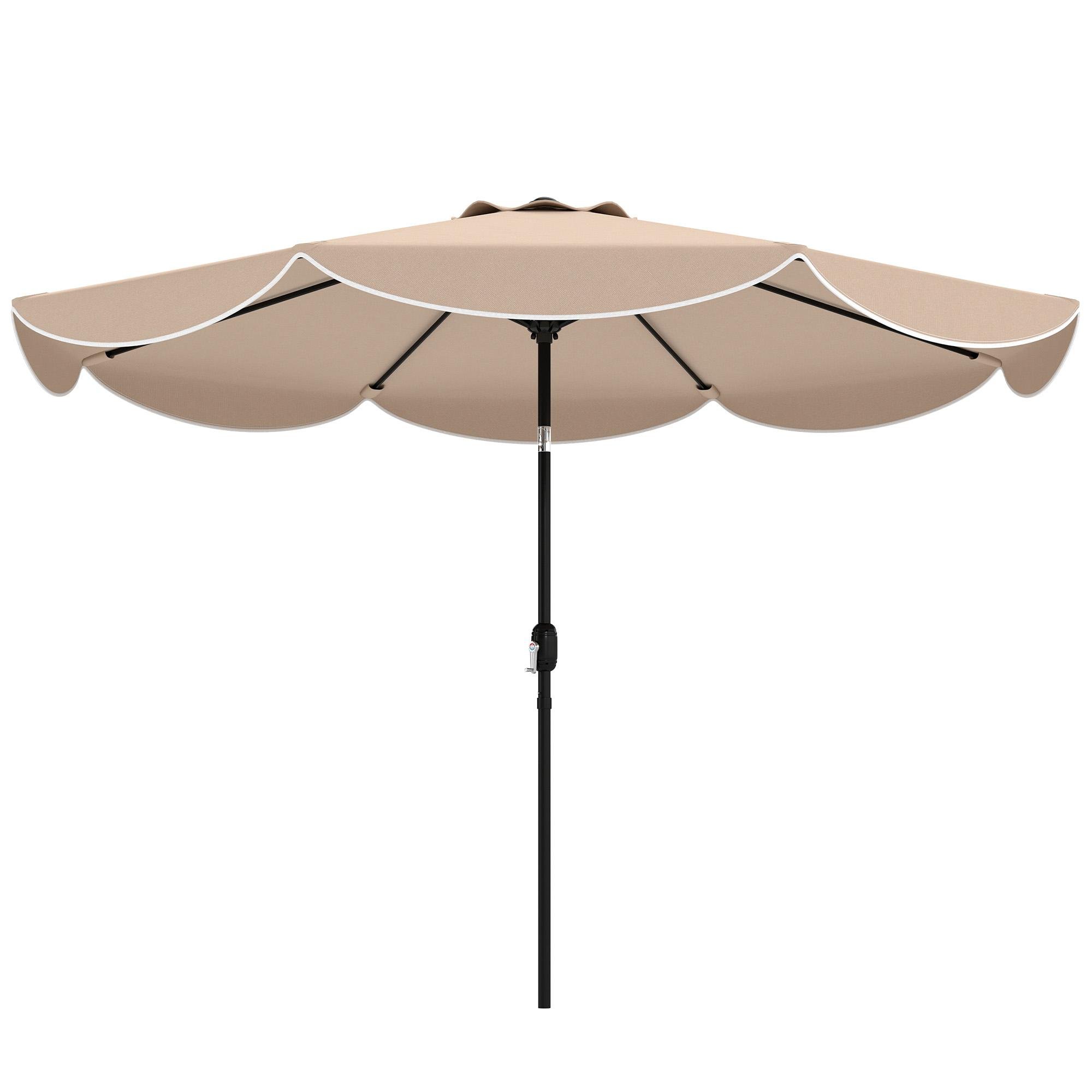 9 ft khaki valance umbrella with three-position tilt