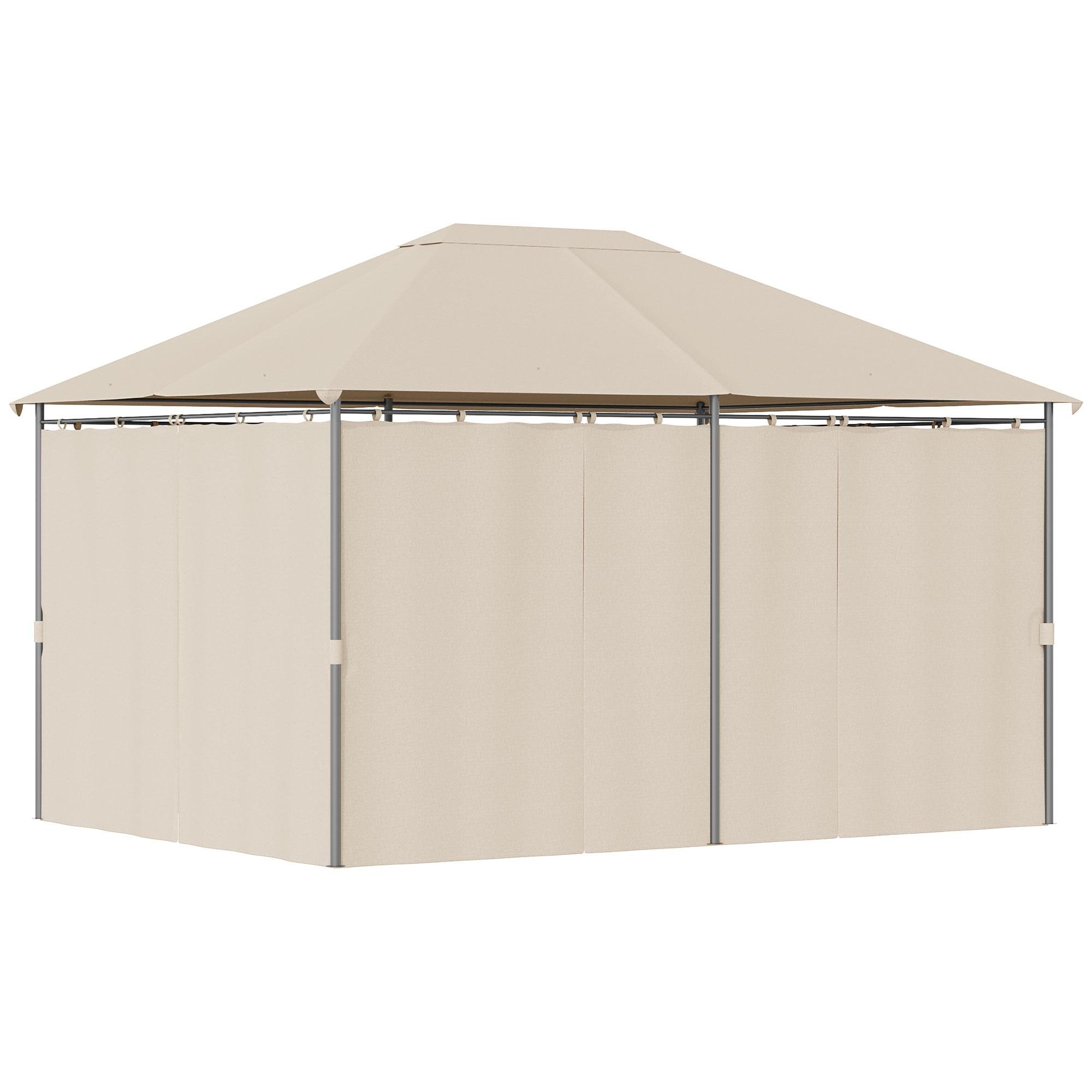 Khaki Steel Soft Top Gazebo with 6 Curtains, 13 x 10 ft