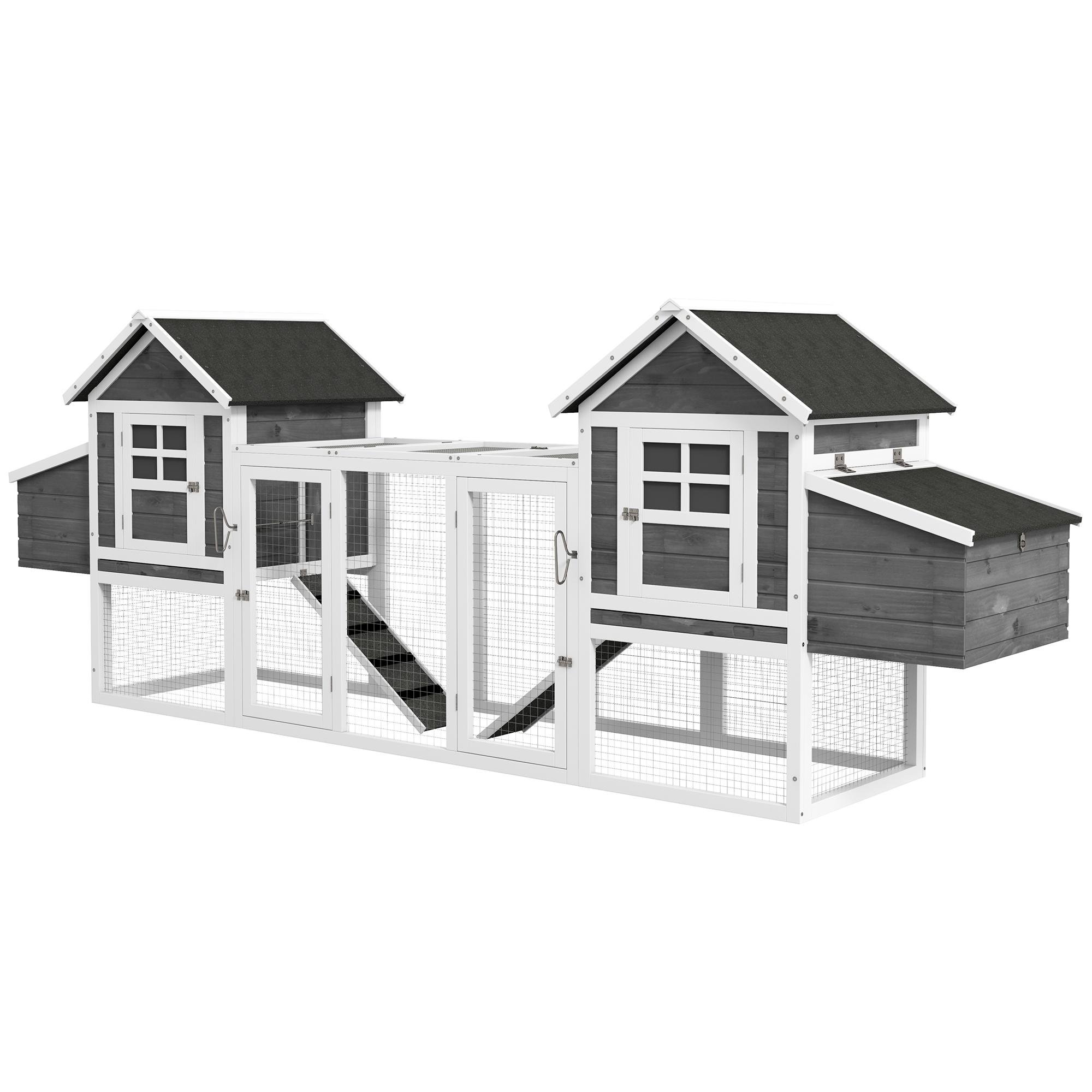 123.2 Inch Fir Chicken Coop with Double Nesting Boxes