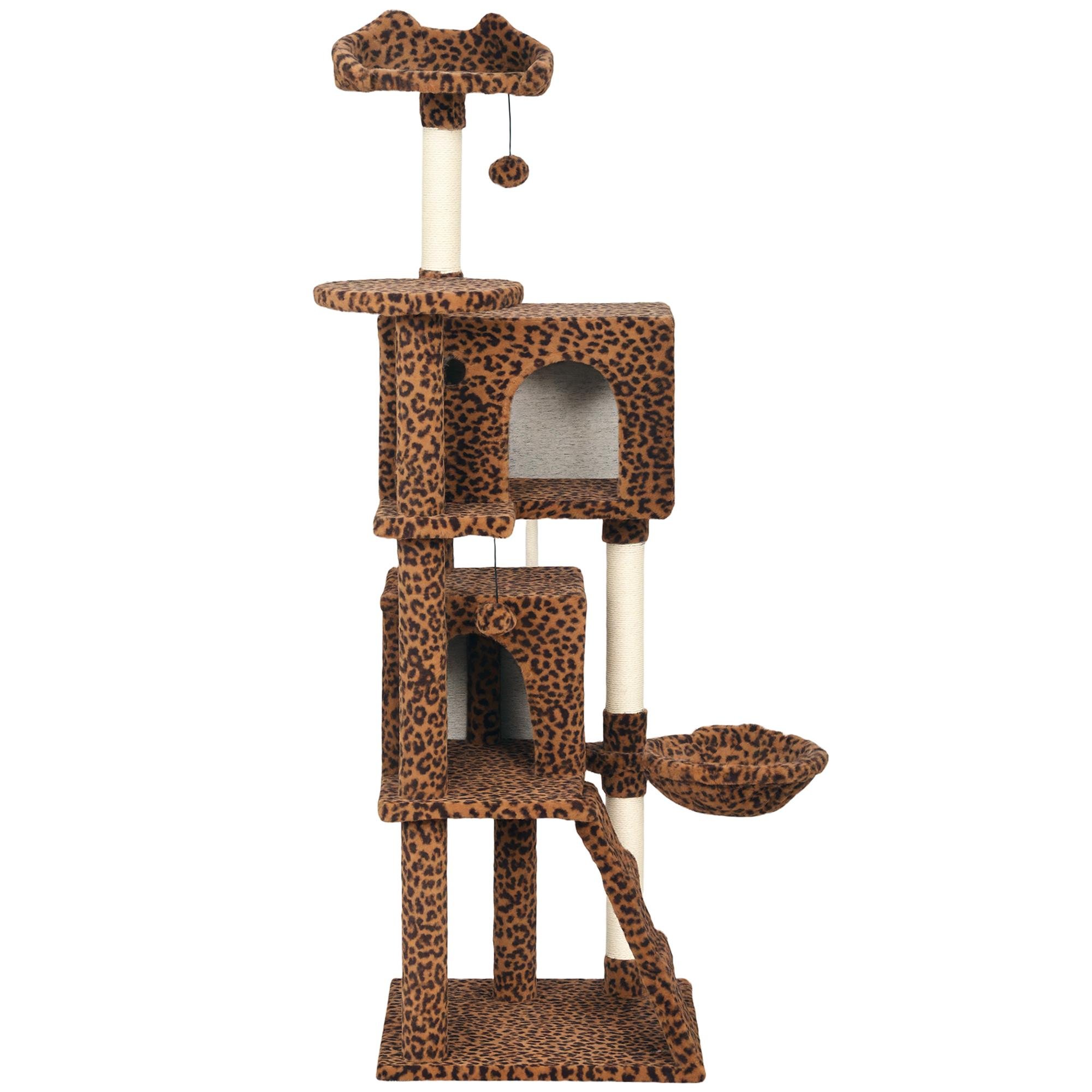 Leopard 63 Inch Cat Tree with Multi-Level Play Areas