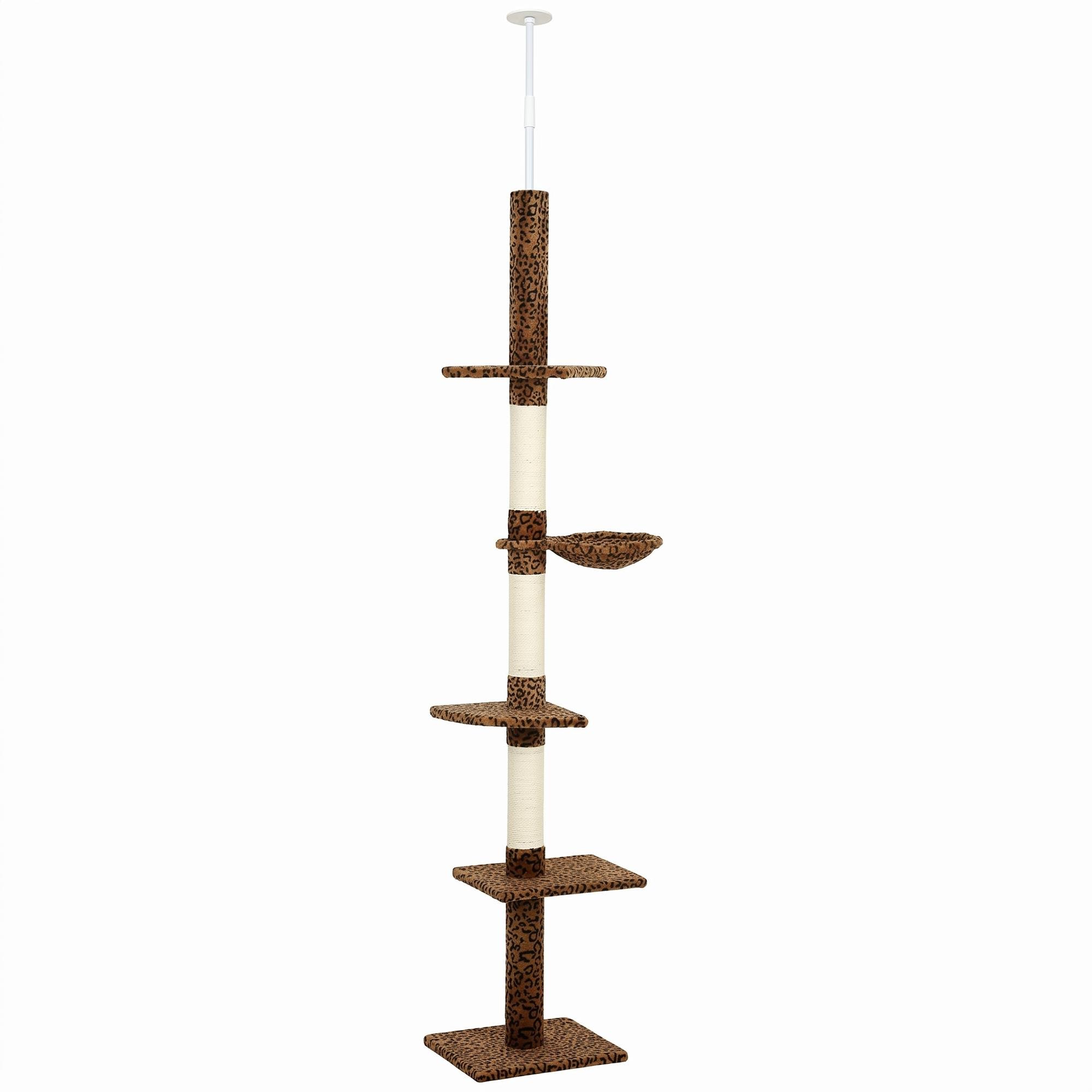 Leopard Cat Tree – Floor-to-Ceiling 5-Tier Activity Centre