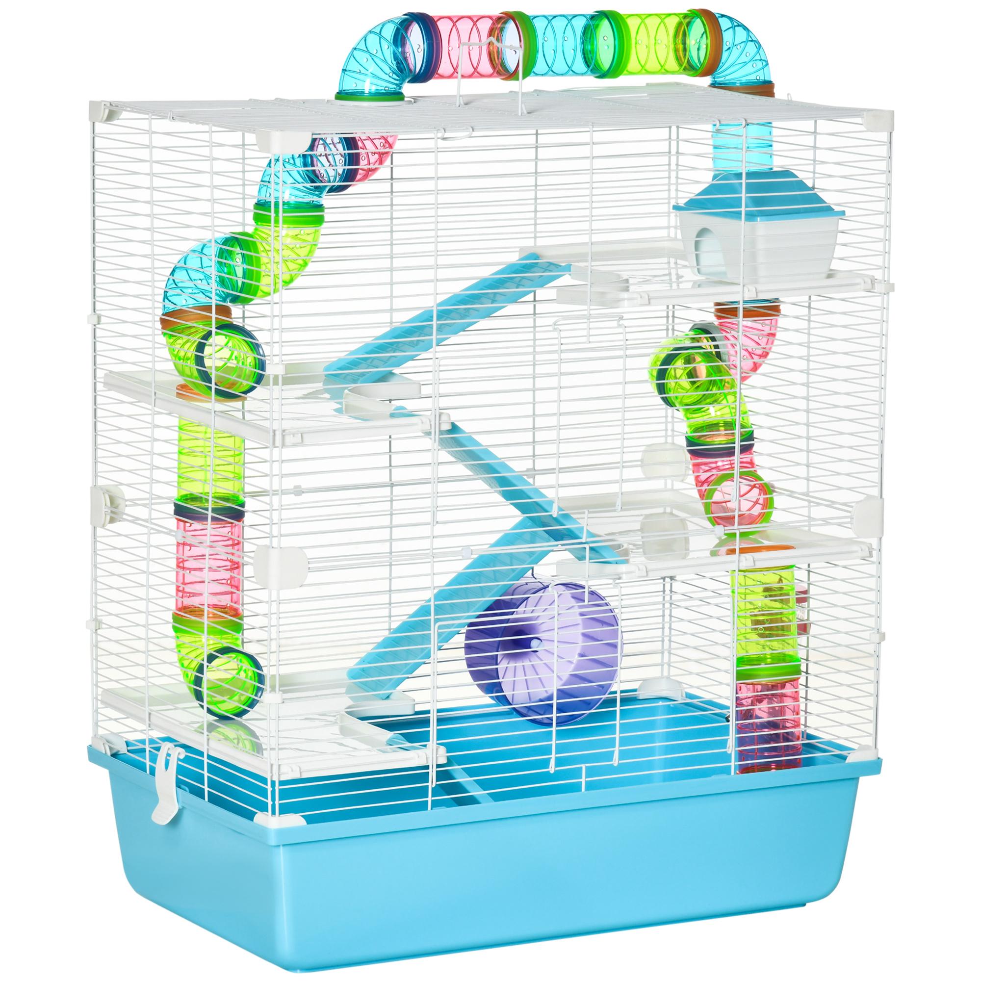 Light Blue 5-Level Gerbil Cage with Tunnel System