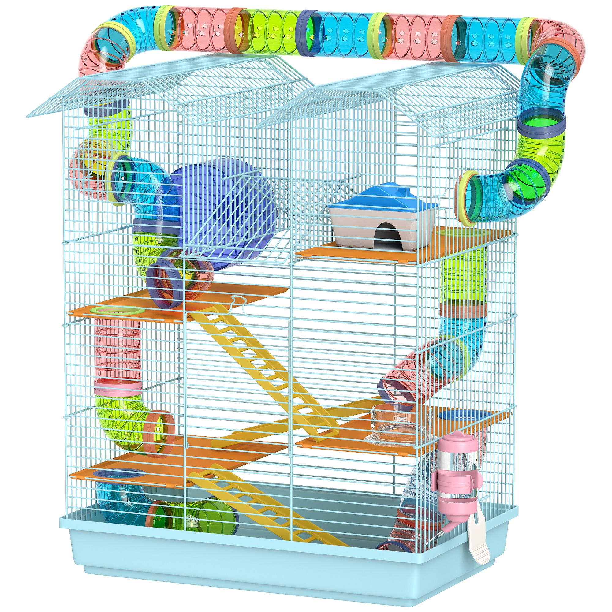 Light Blue Hamster Cage with Five Tiers for Small Hamsters