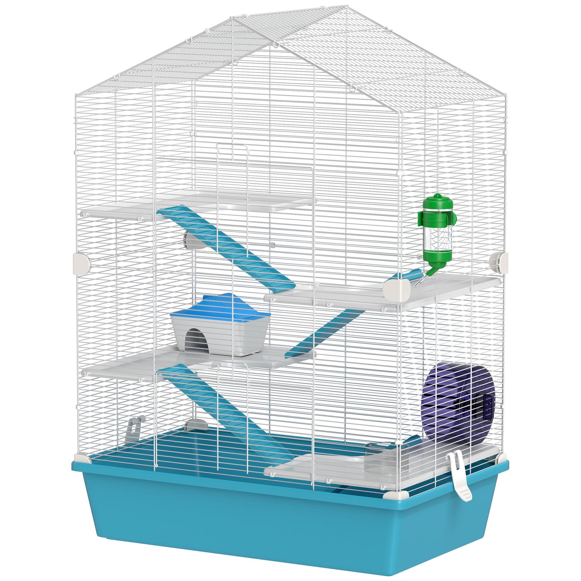 Light Blue Five-Tier Hamster Cage with Four Platforms
