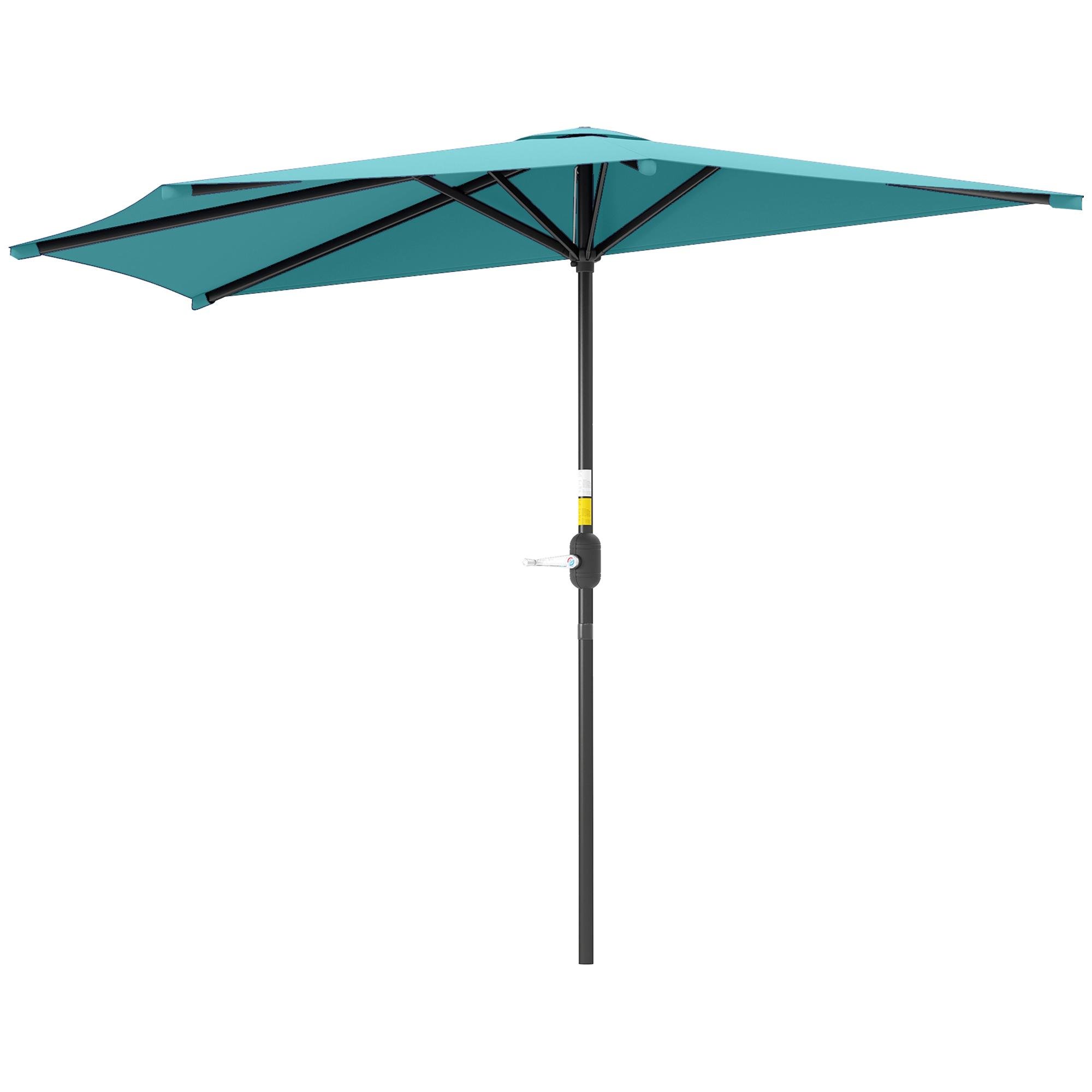 Light Blue Half Round Parasol with Crank Handle for Balconies