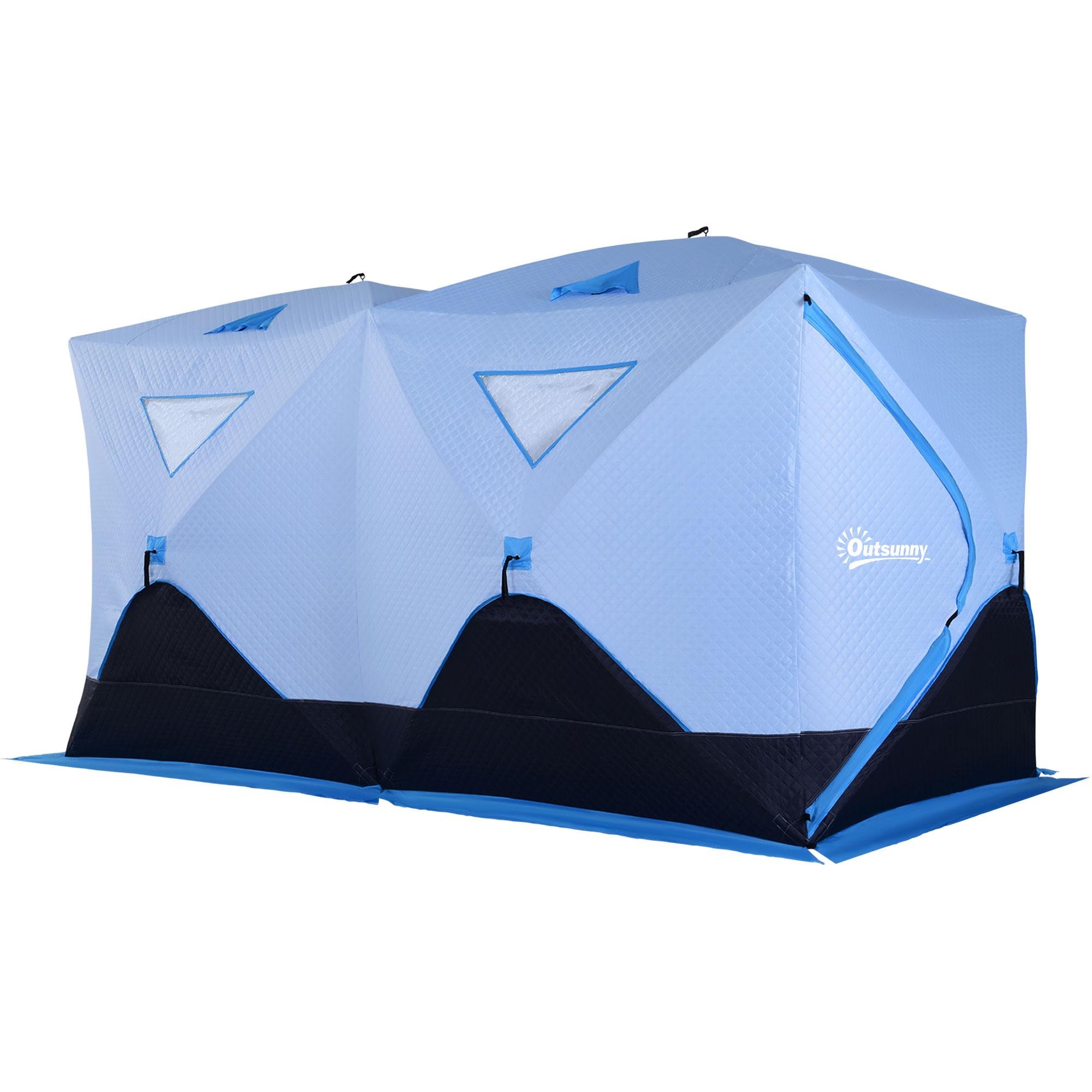 11.8ft Light Blue Ice Tent, Insulated Shelter for 5-8 People