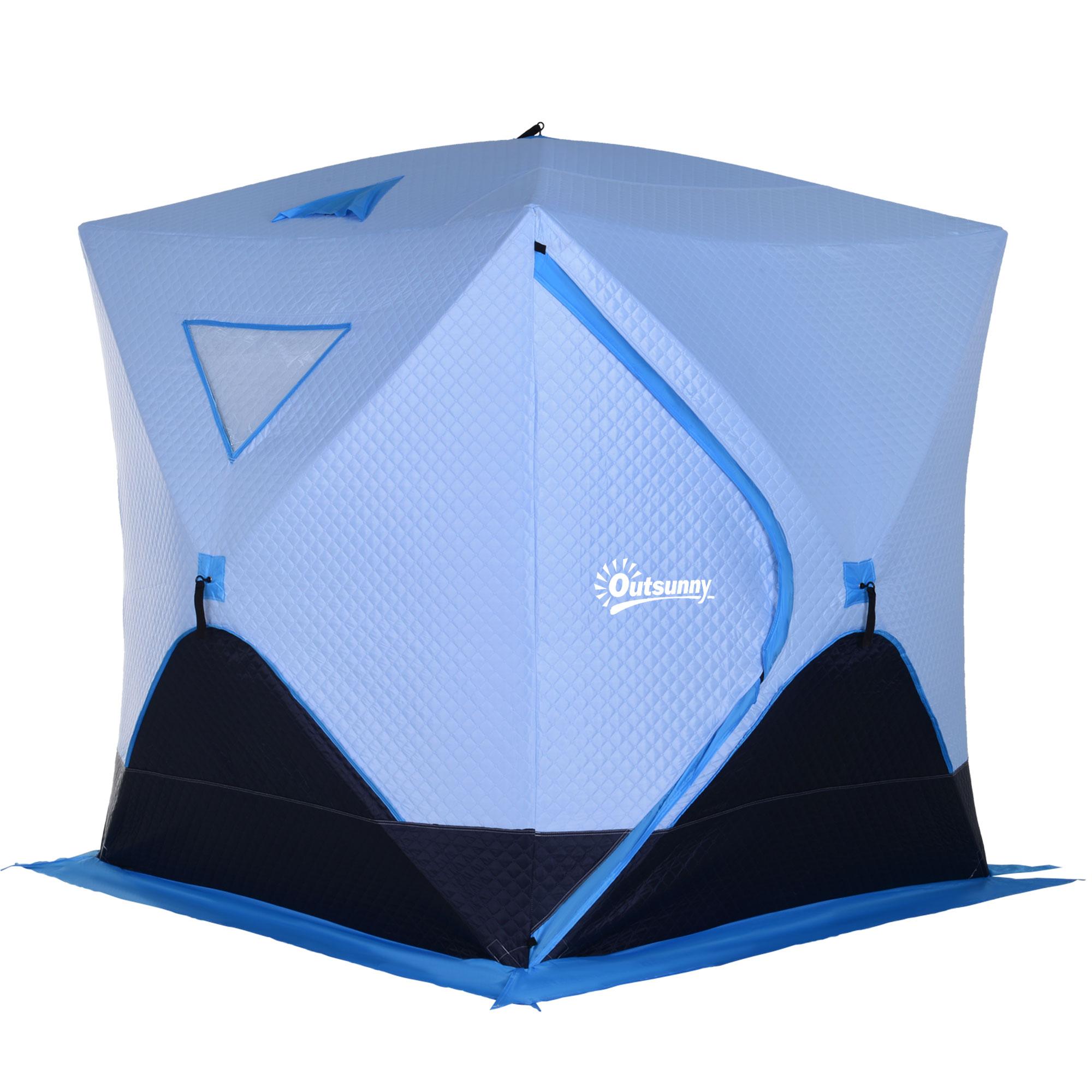 6.7FT Light Blue Ice Shelter, Insulated Pop-Up Tent