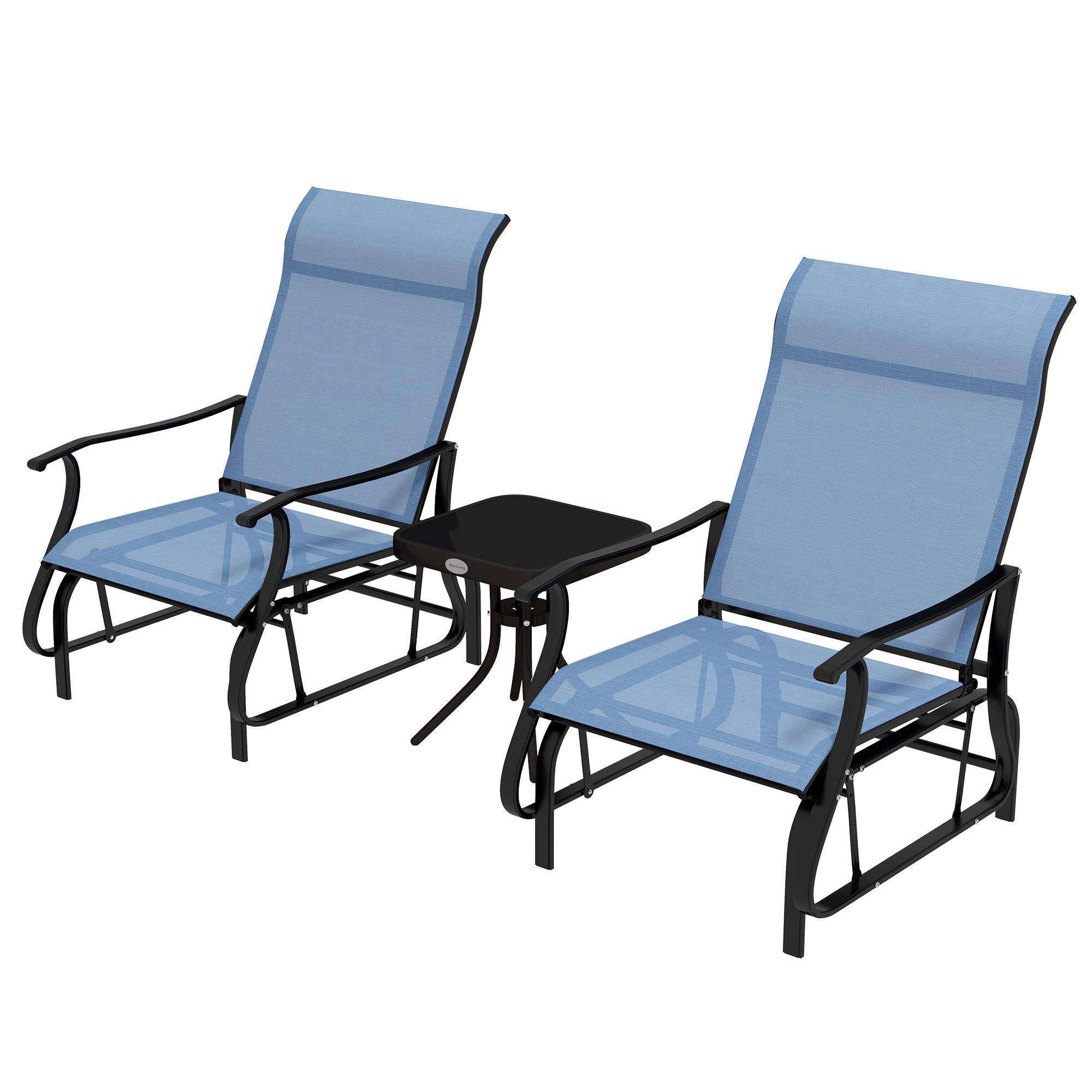 Light Blue Gliding Chair Set with Smooth Motion