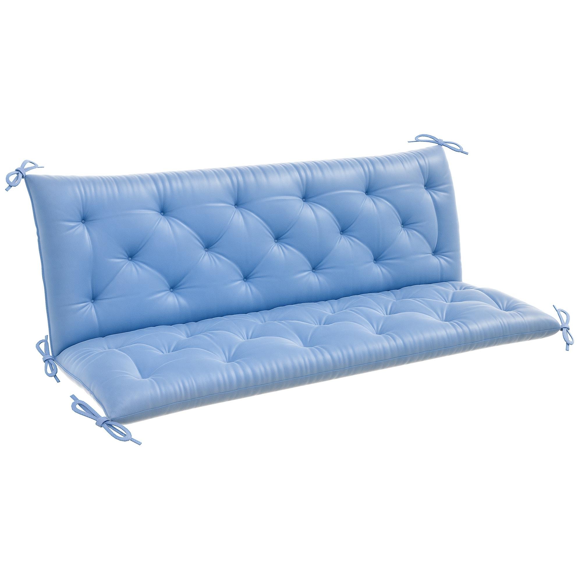Light Blue Swing Bench Cushion with Attached Ties, 3-Seater