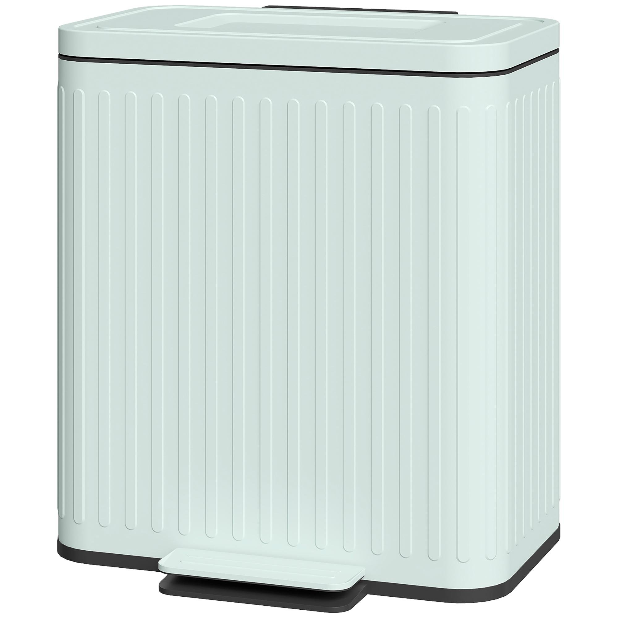 Green Dual 20L Pedal Bin with Soft-Close Lid