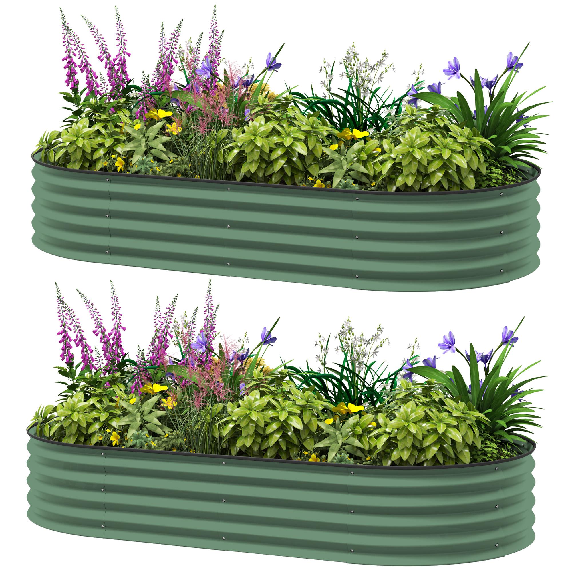Light Green Metal Planter with Open Bottom, 6' x 3' x 1'