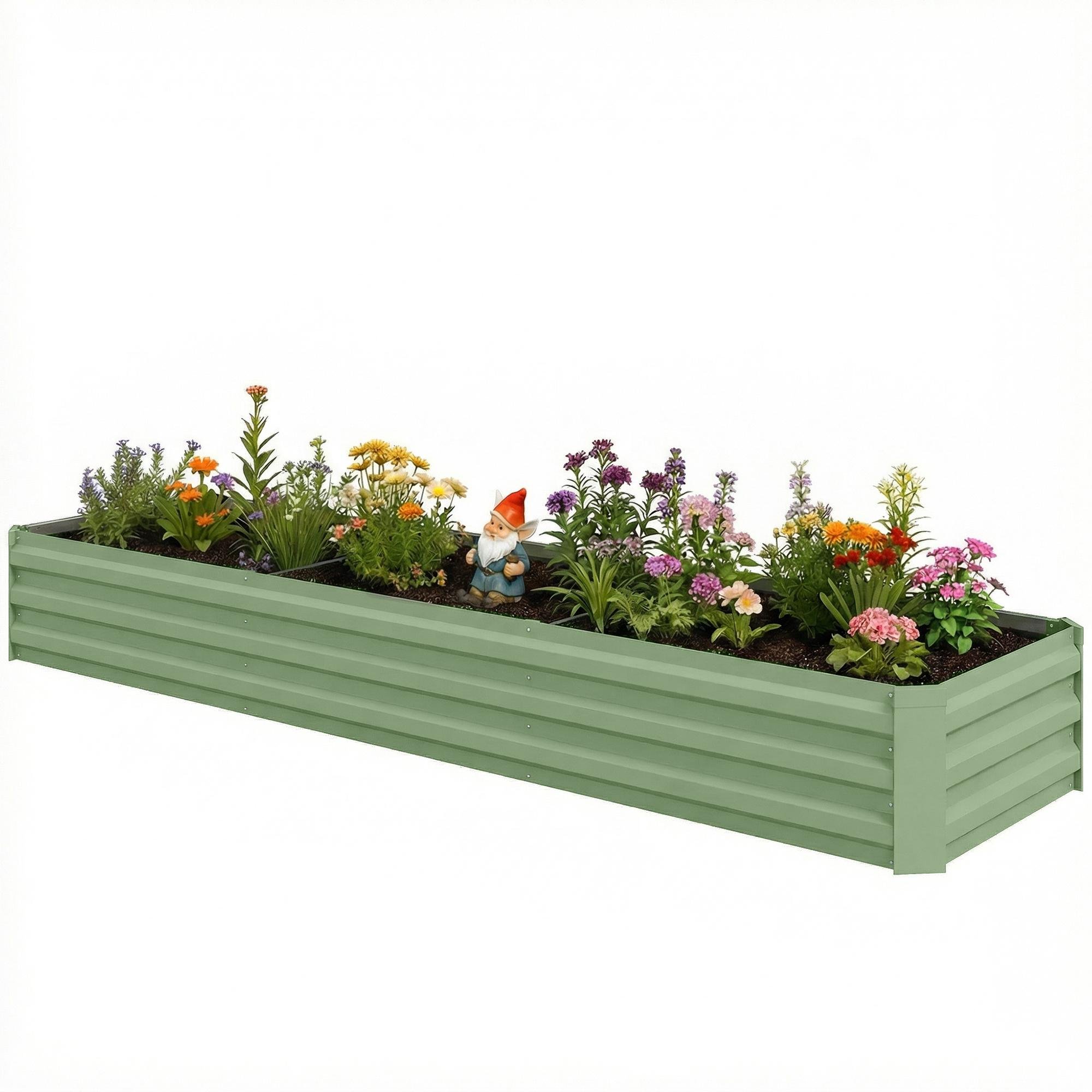 8 foot light green planter, Galvanised Steel Raised Bed