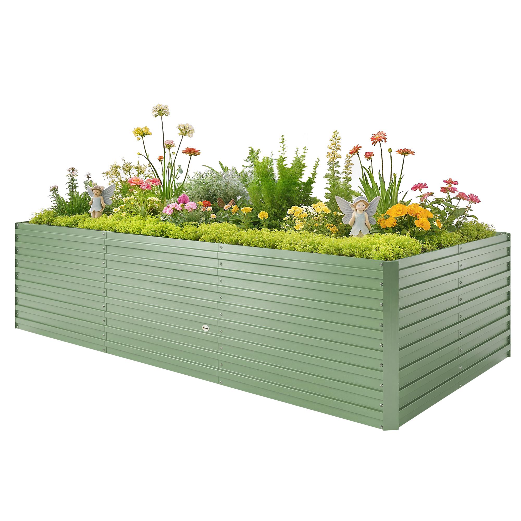 Light Green Garden Bed – 2 ft Deep Galvanized Planter