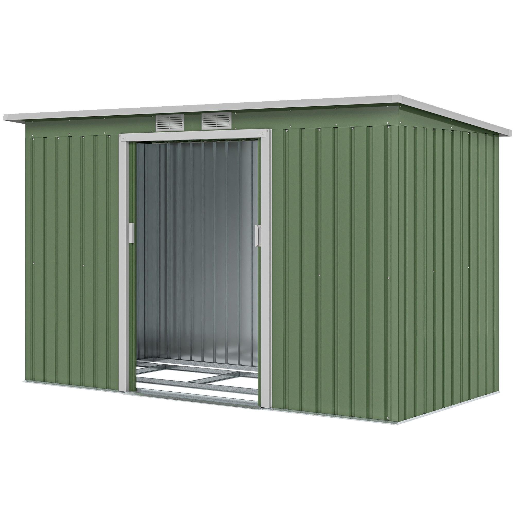 Light Green 9x4 Metal Shed with Foundation Kit