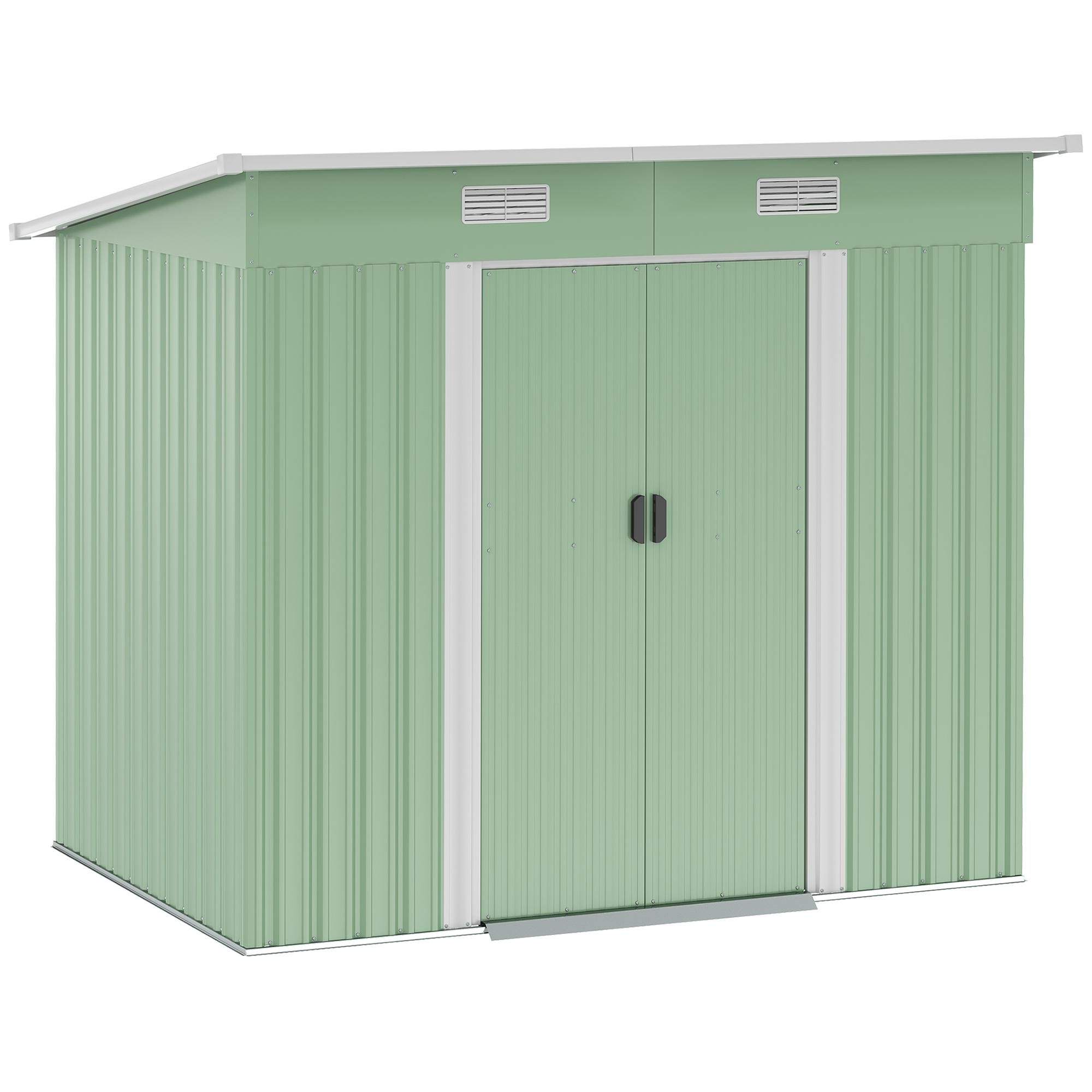Light Green Galvanized Steel Shed with Vents