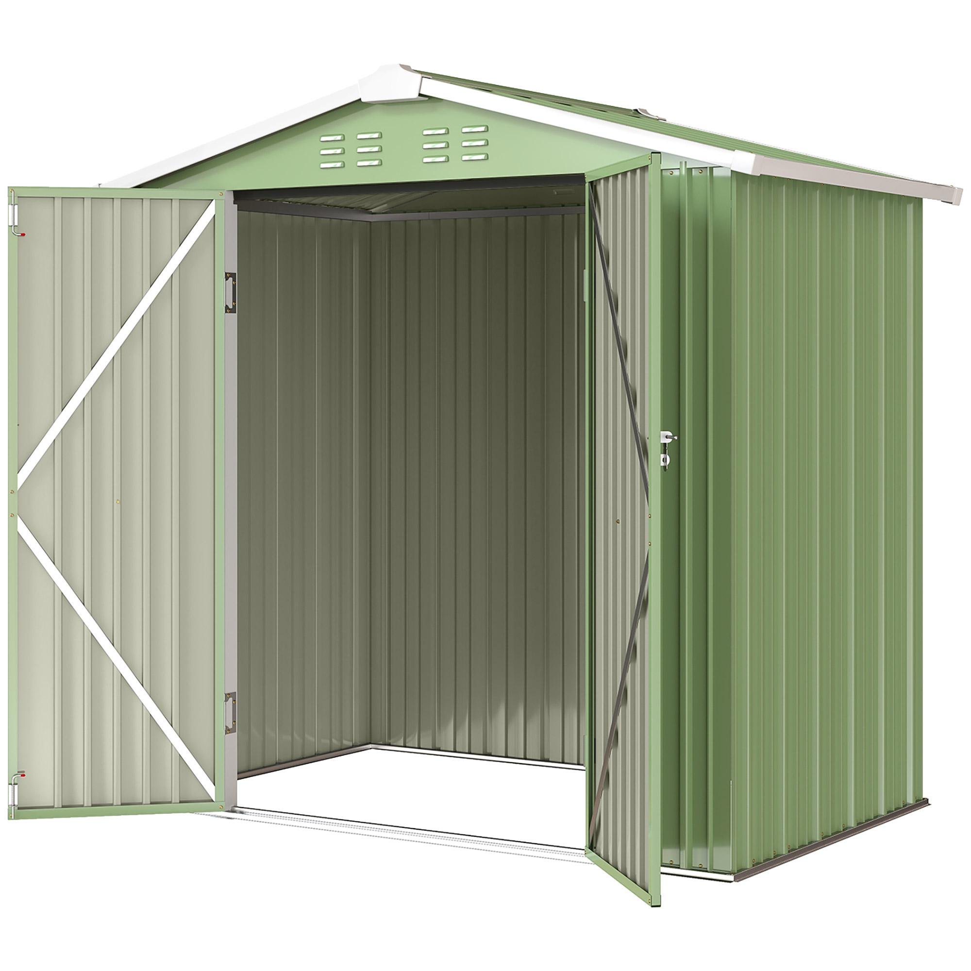 Light Green 6.5x4 Metal Shed with Four Vents