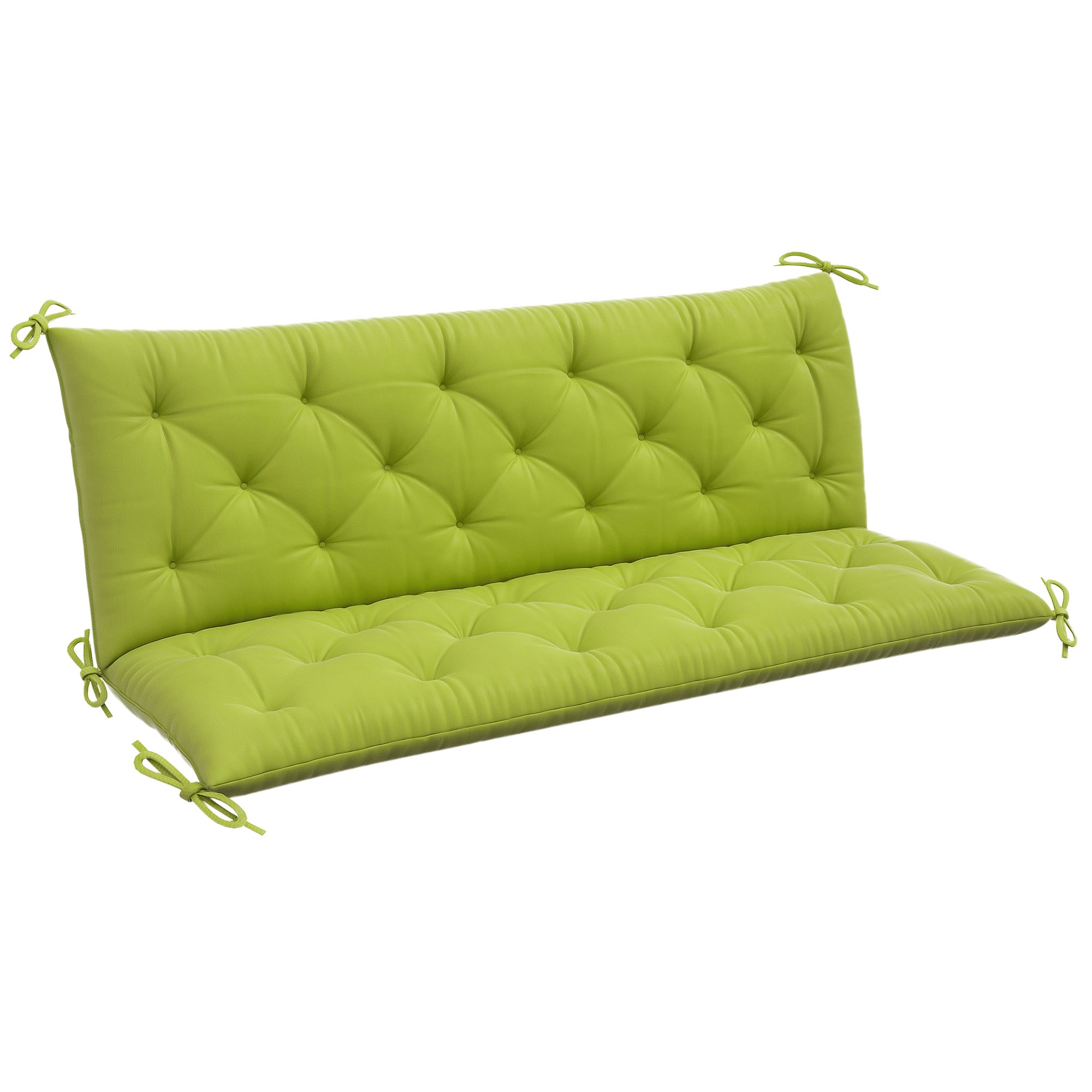 Light Green Three Seater Cushion with Attached Ties, 59.1 in