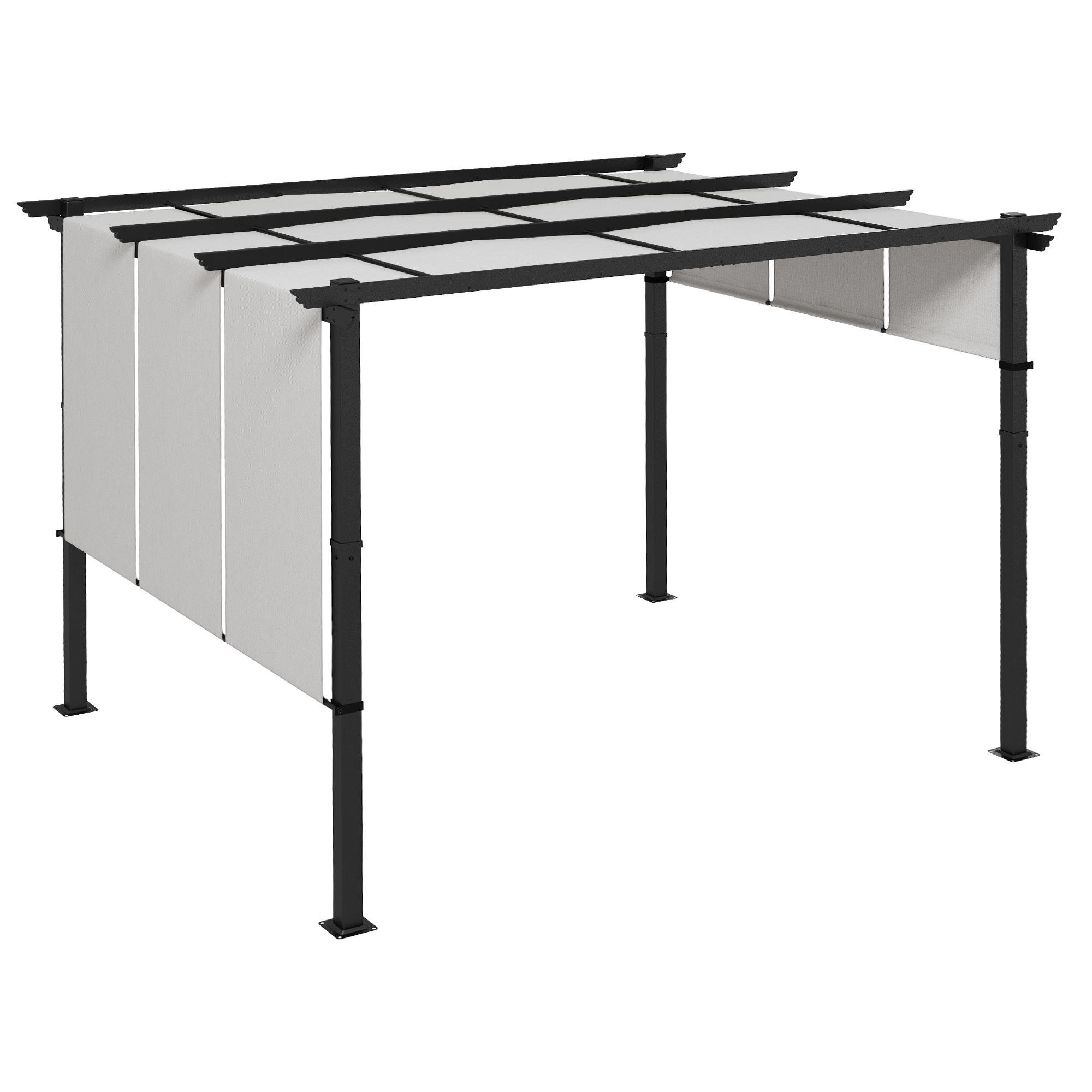 10 x 12 Retractable Pergola with Steel Frame, Light Grey