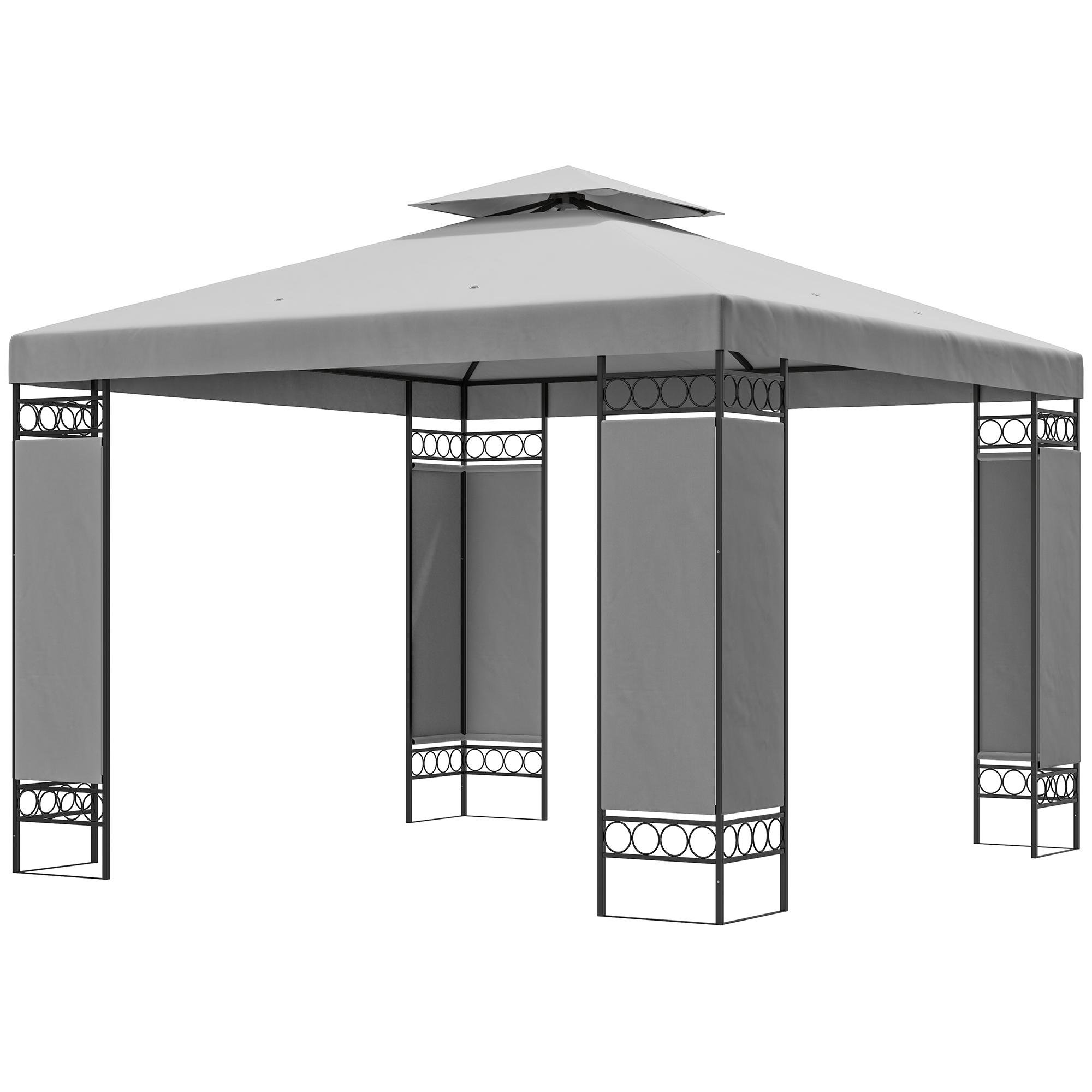 Light Grey 10x10 Gazebo with Double-Tier Roof