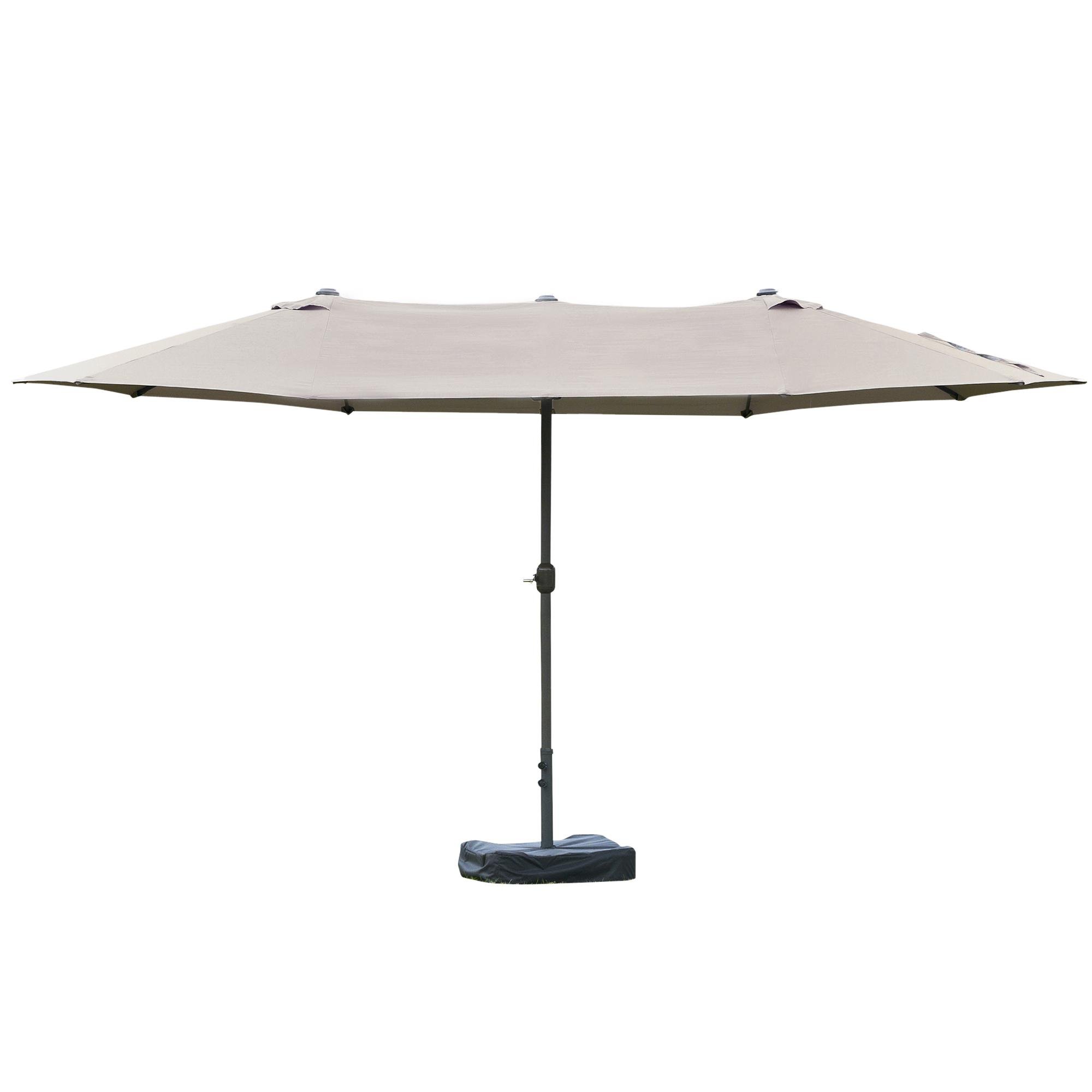 Light grey twin umbrella with crank lift