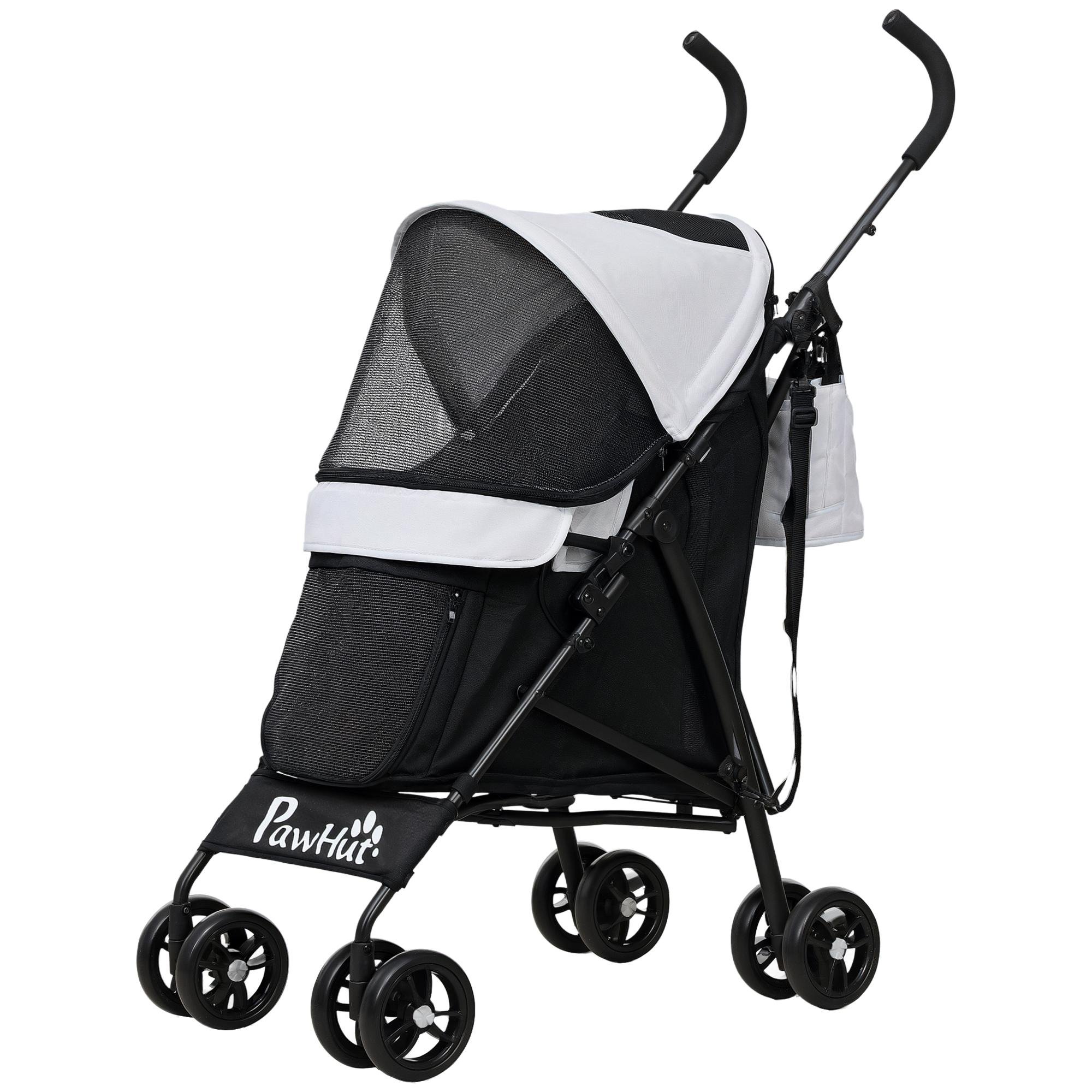 Light Grey Steel Dog Stroller with Shoulder Strap