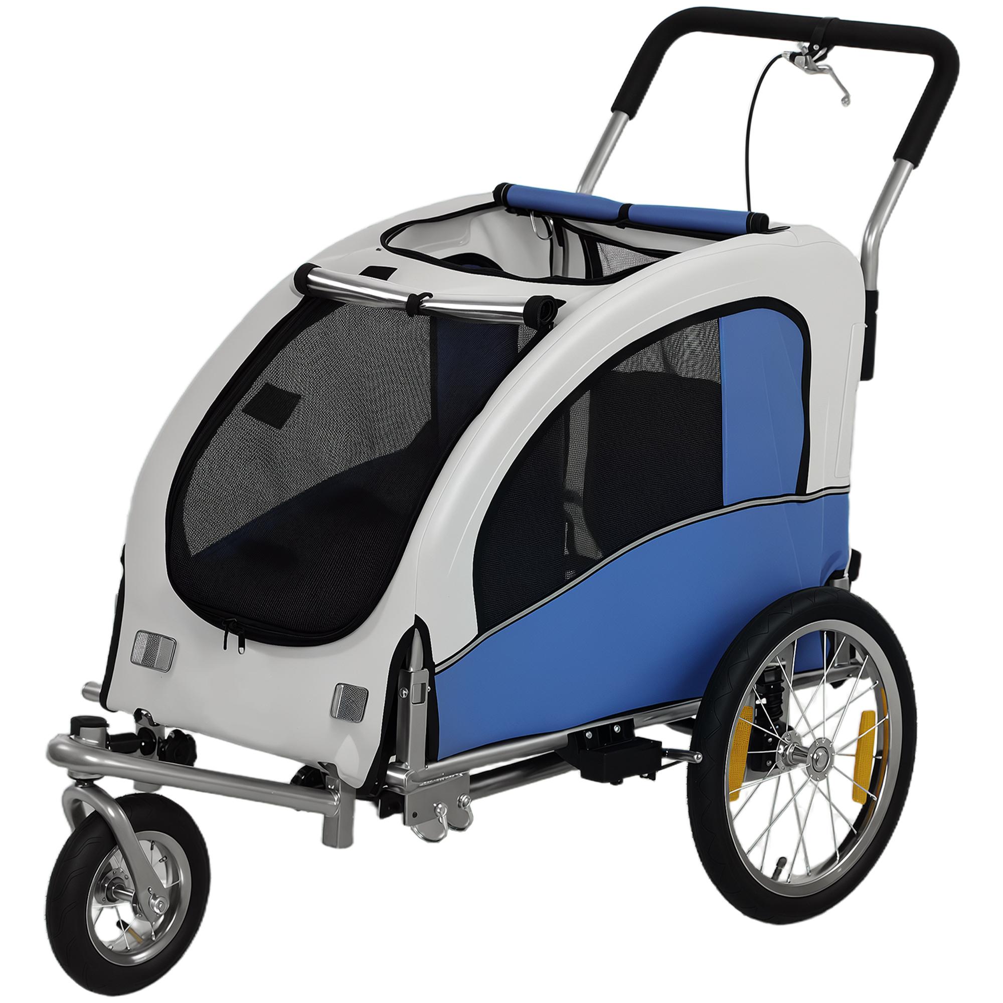 Light Grey Dog Bike Trailer, 2-in-1 Medium Dog Stroller