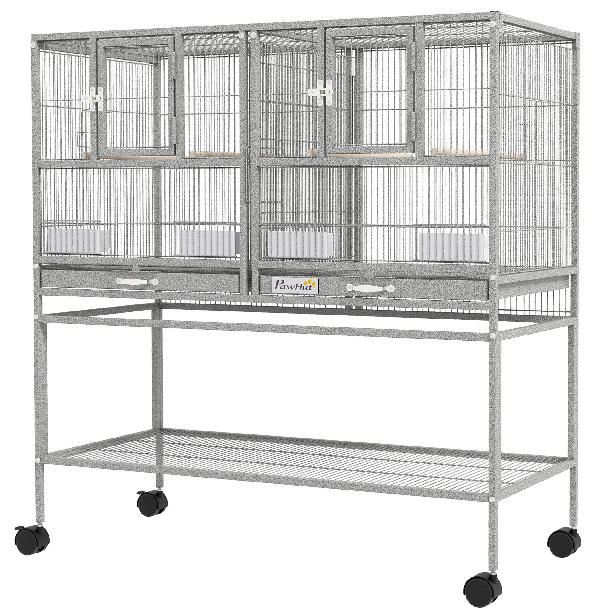 Light Grey Double Bird Cage with Removable Trays