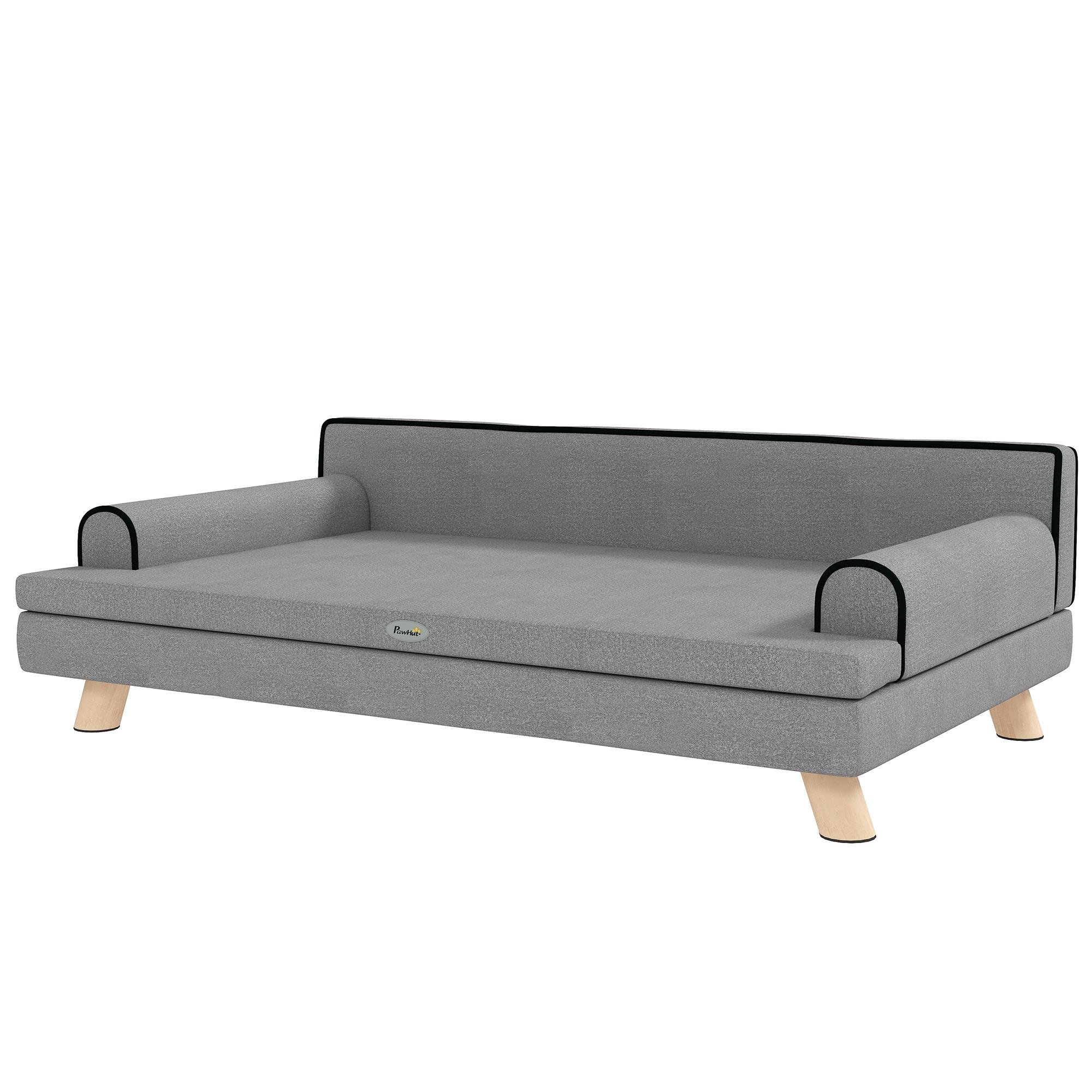 Light Grey Chenille Dog Sofa with Washable Cover