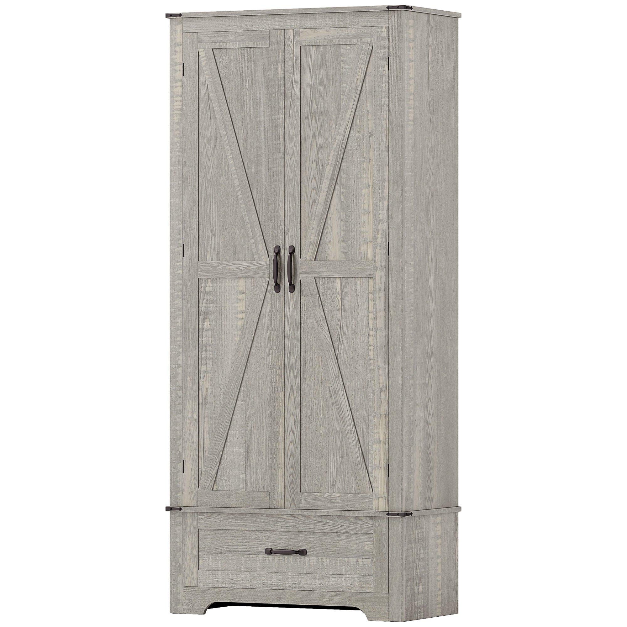 Light Grey Pantry Cabinet with Adjustable Shelves, 72.2 in