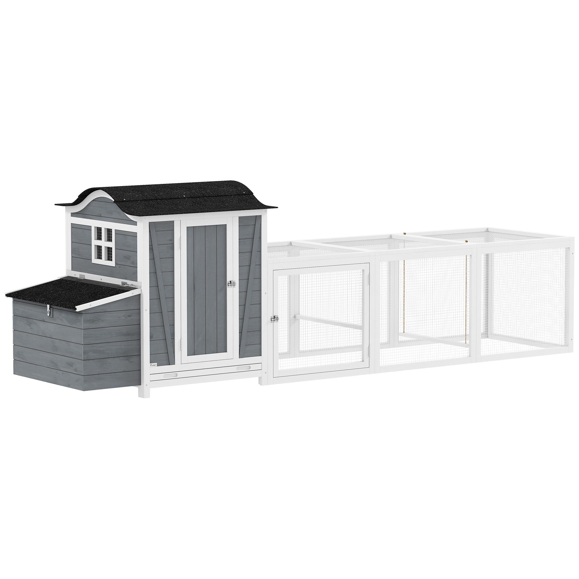 Light Grey Fir Chicken Coop with Run, 118.1 in