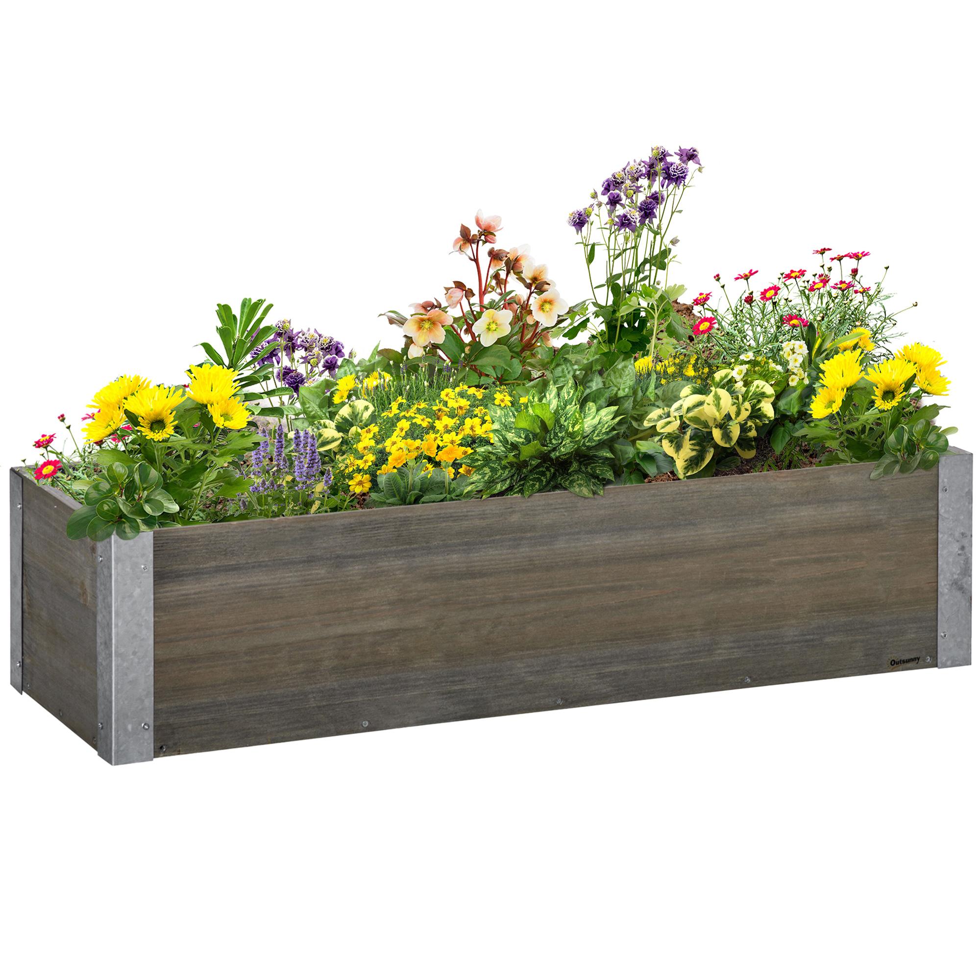 Light Grey Fir Garden Bed with Drainage, 3' x 1'