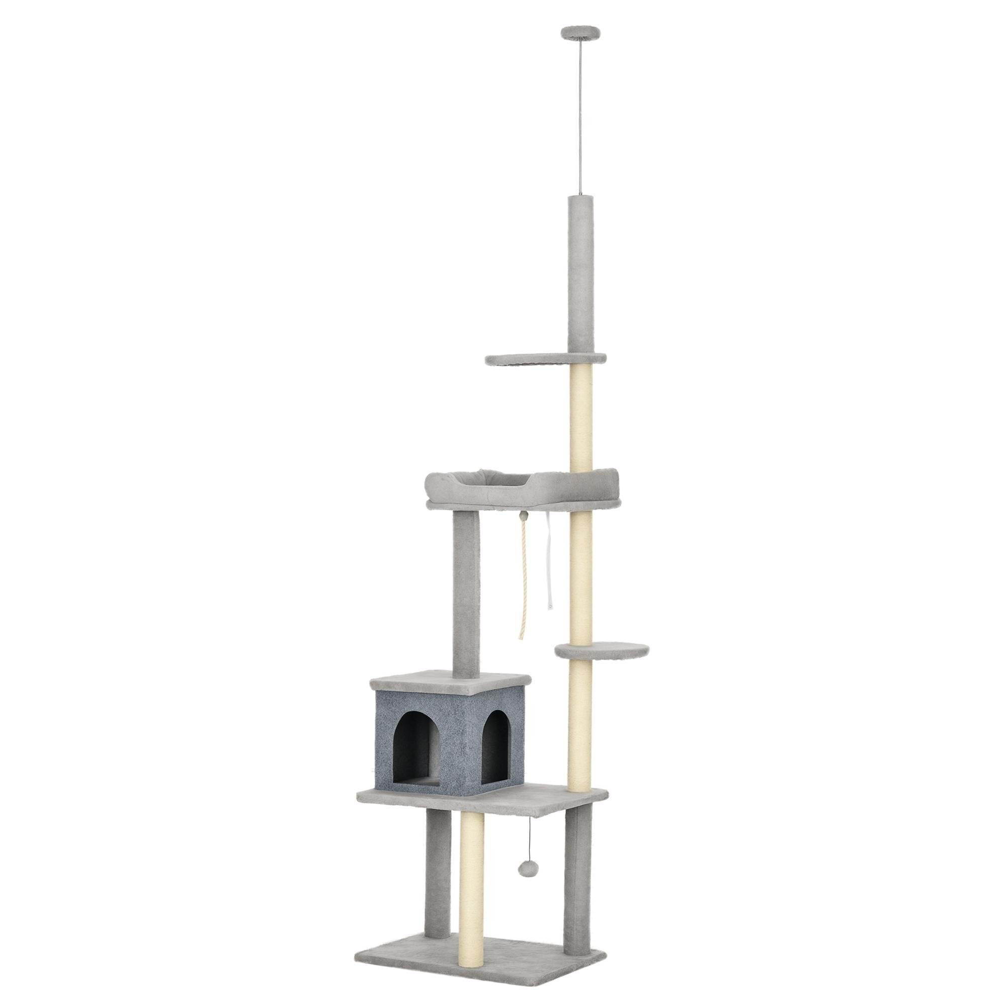 Adjustable Ceiling Cat Tower with Sisal Scratching Posts