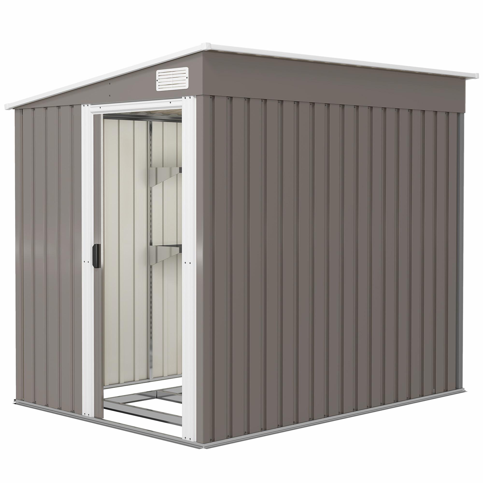 Light Grey 5x7 Shed with Galvanised Steel Foundation