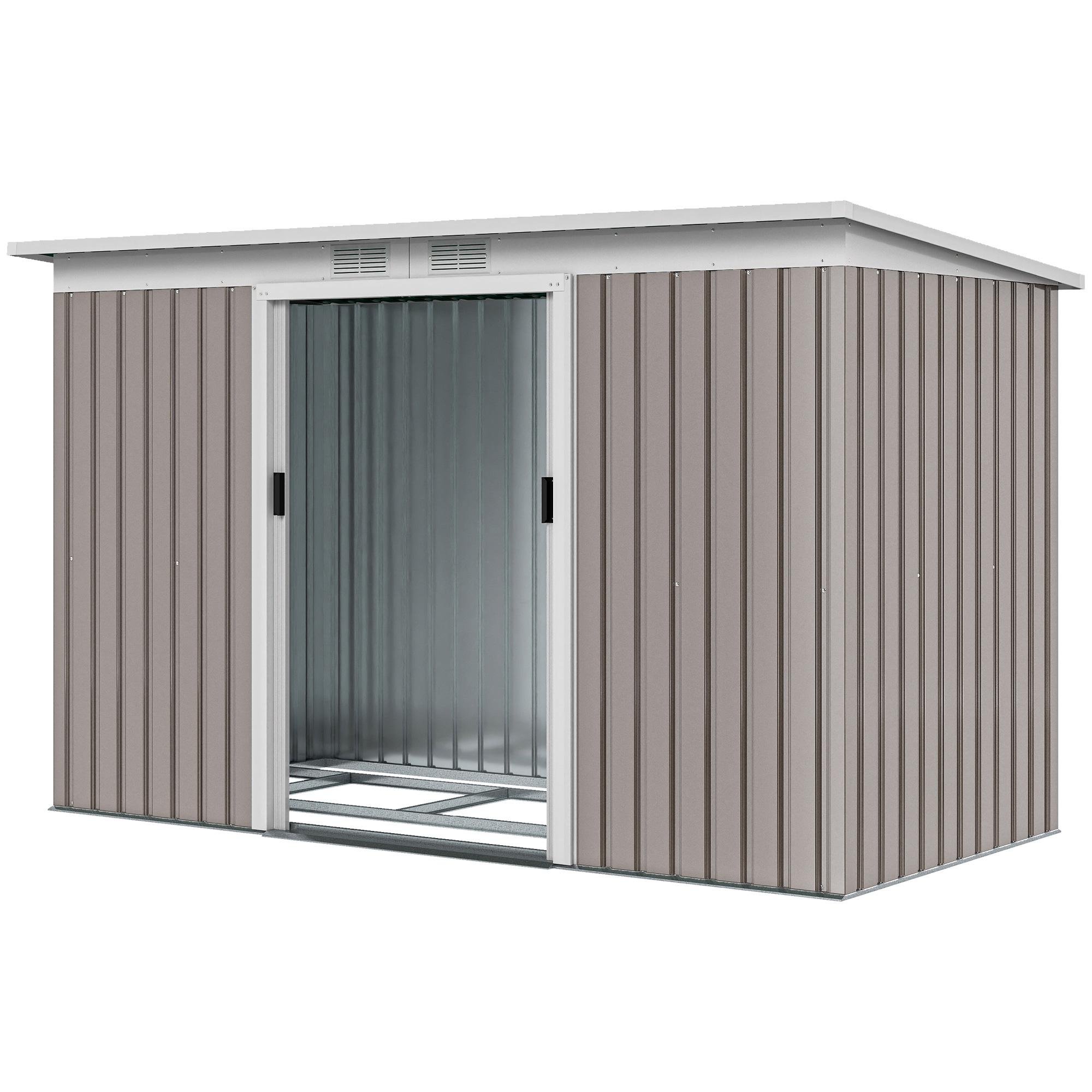 Light Grey 9x4 Steel Shed with Foundation Kit