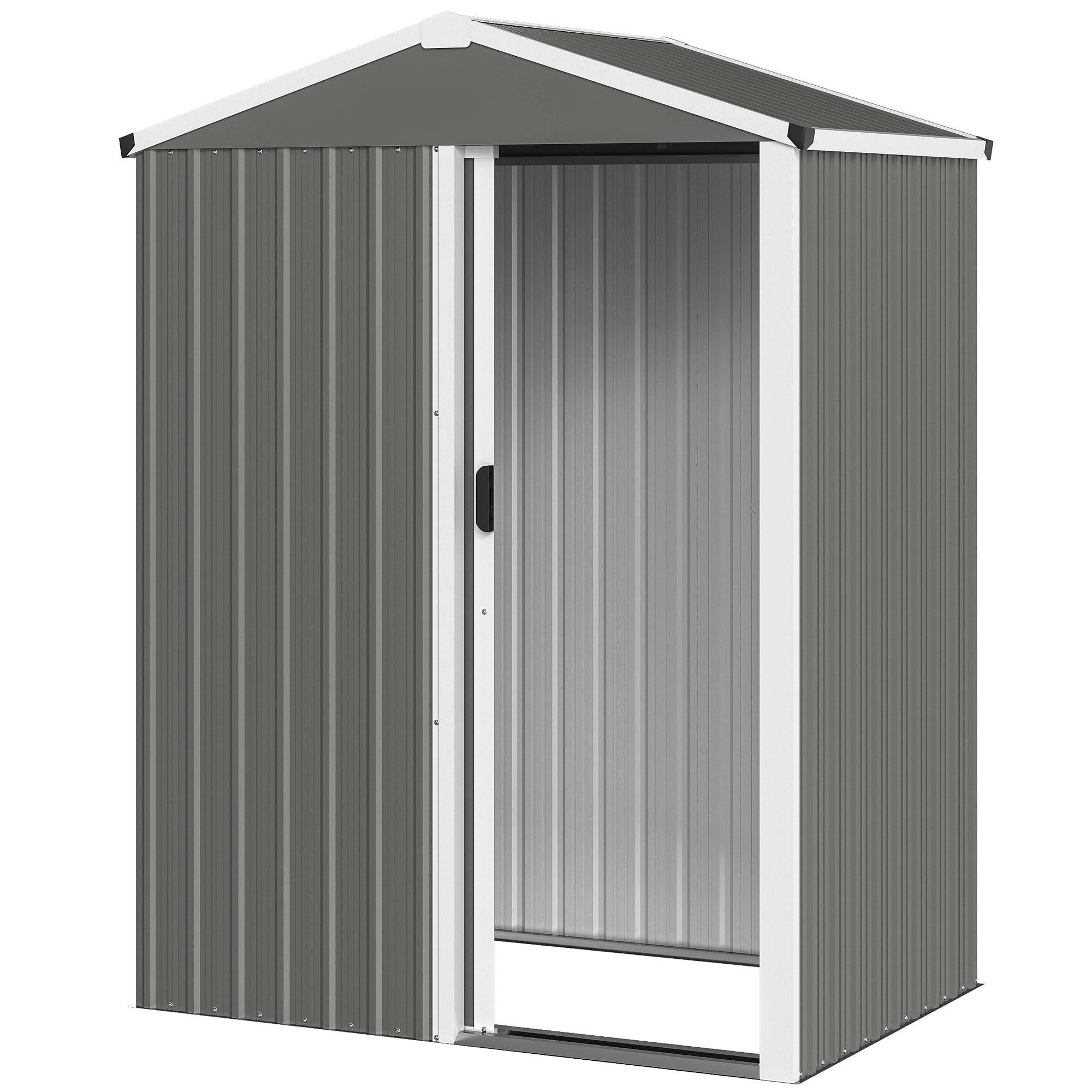 Light Grey 4.5x3 Galvanized Shed with Sliding Door