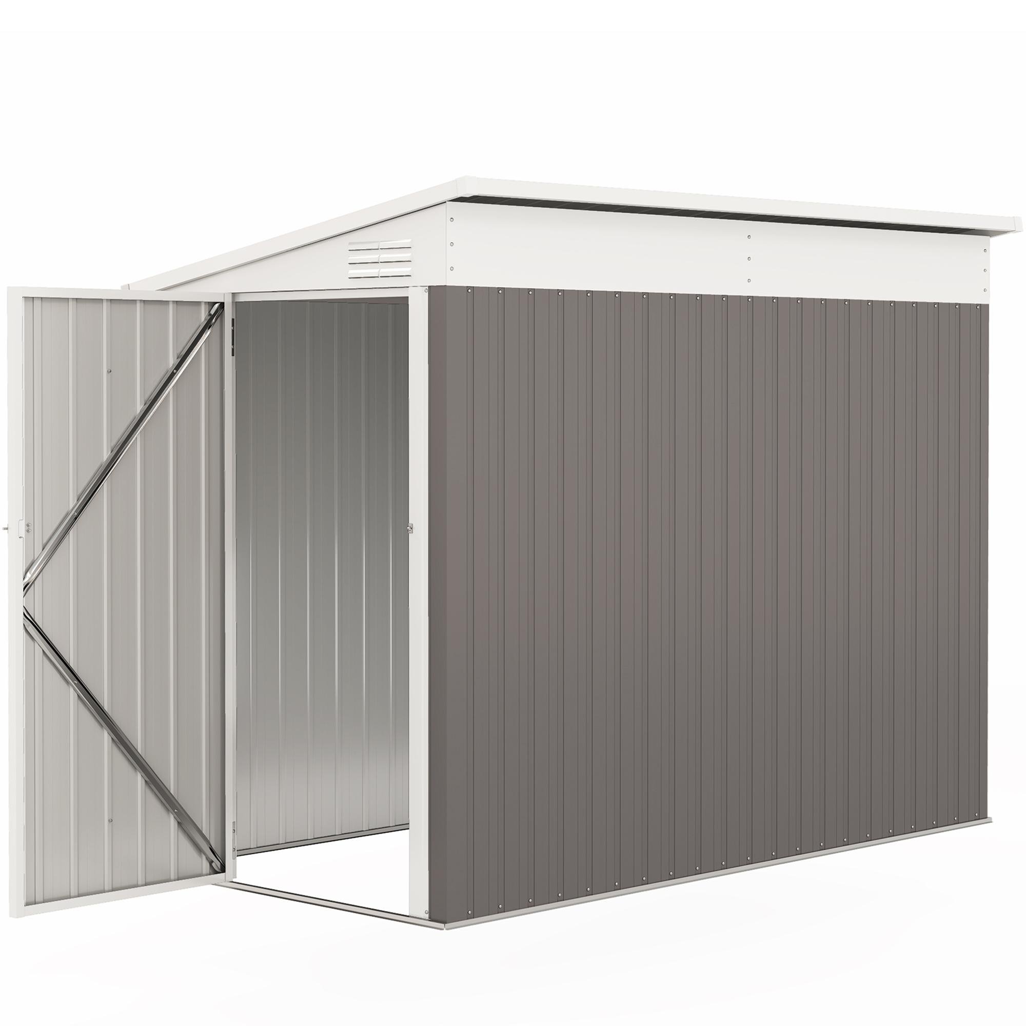 Light Grey 4x8 Lean-To Shed with Lockable Door