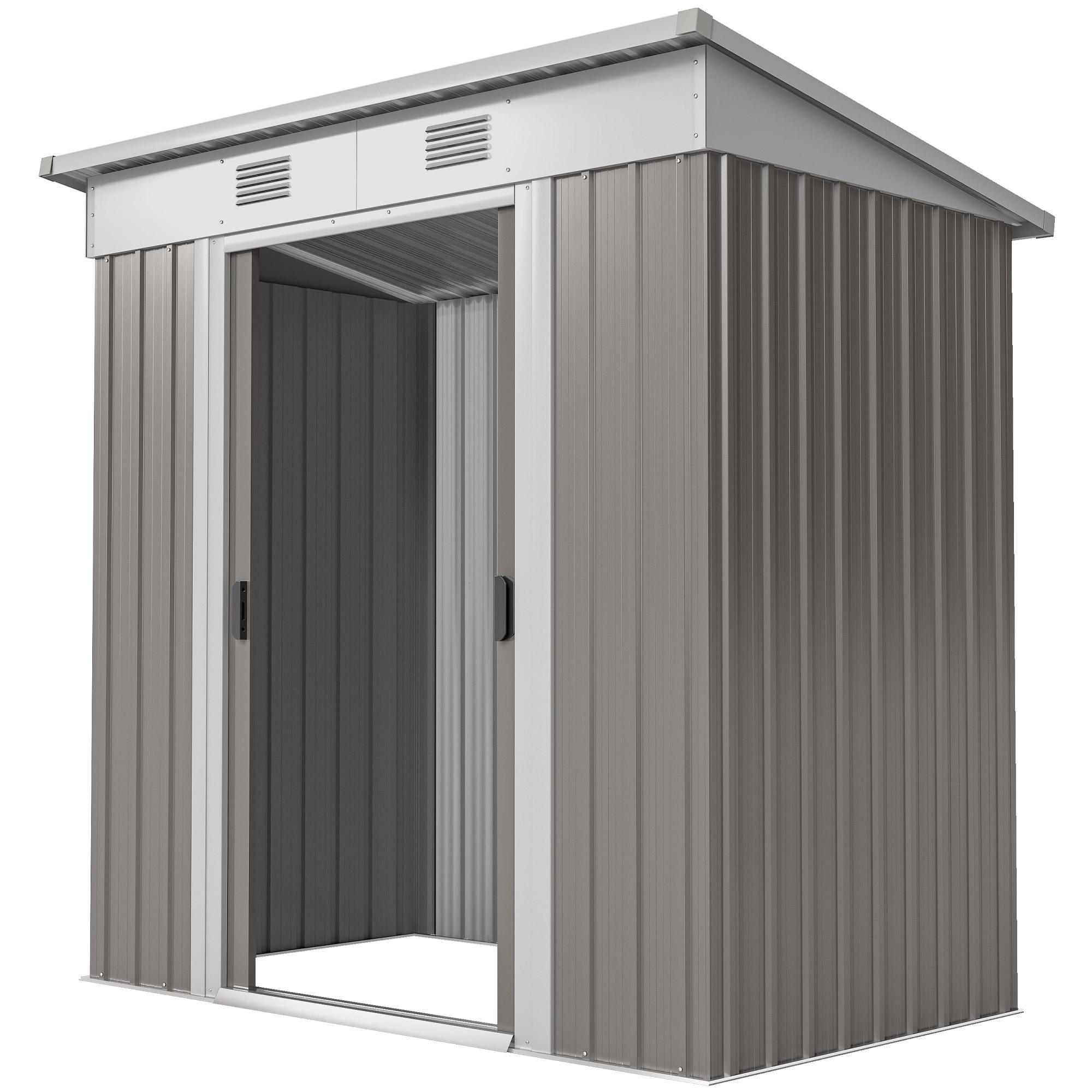 Light Grey 5.7x3.6 Shed with Ventilated Steel Storage