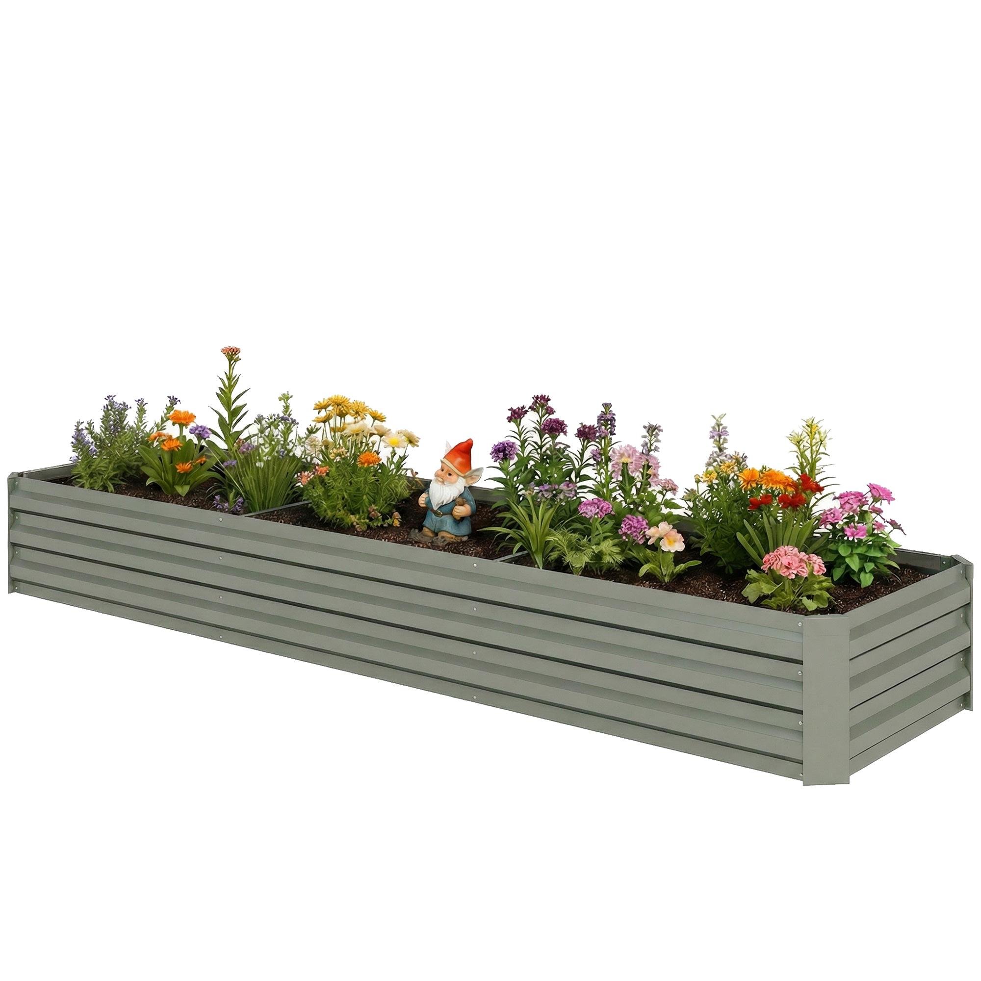 Light Grey Galvanized Bed with Open Bottom, 8 Foot