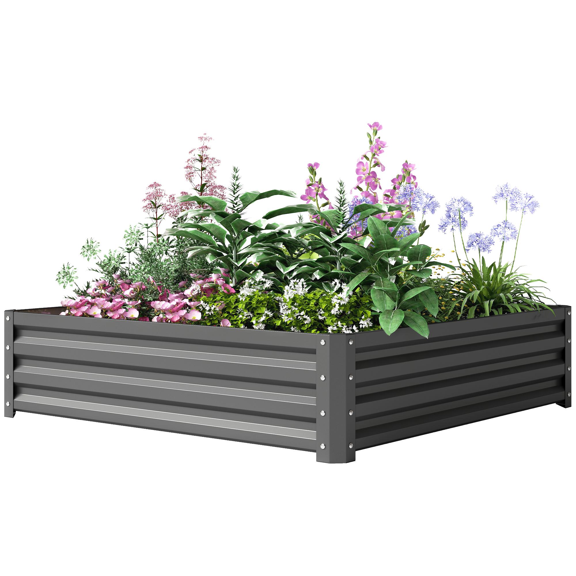 Light Grey Galvanized Planter Box, 4' x 4' Open Bottom