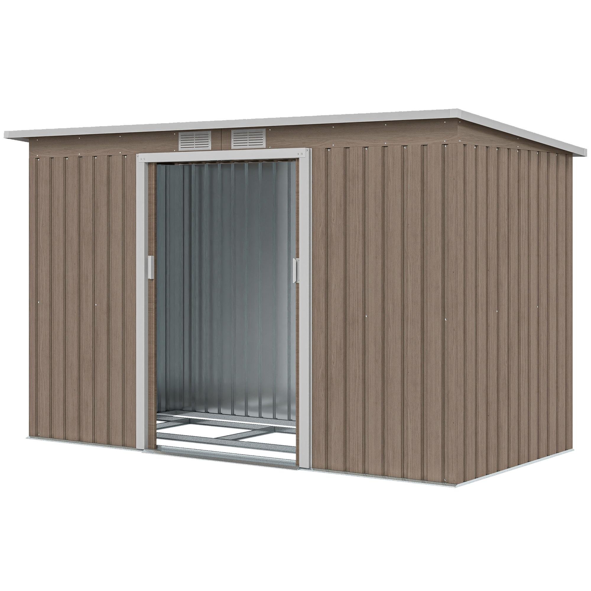 Light Grey 9x4 Galvanized Shed with Foundation Kit