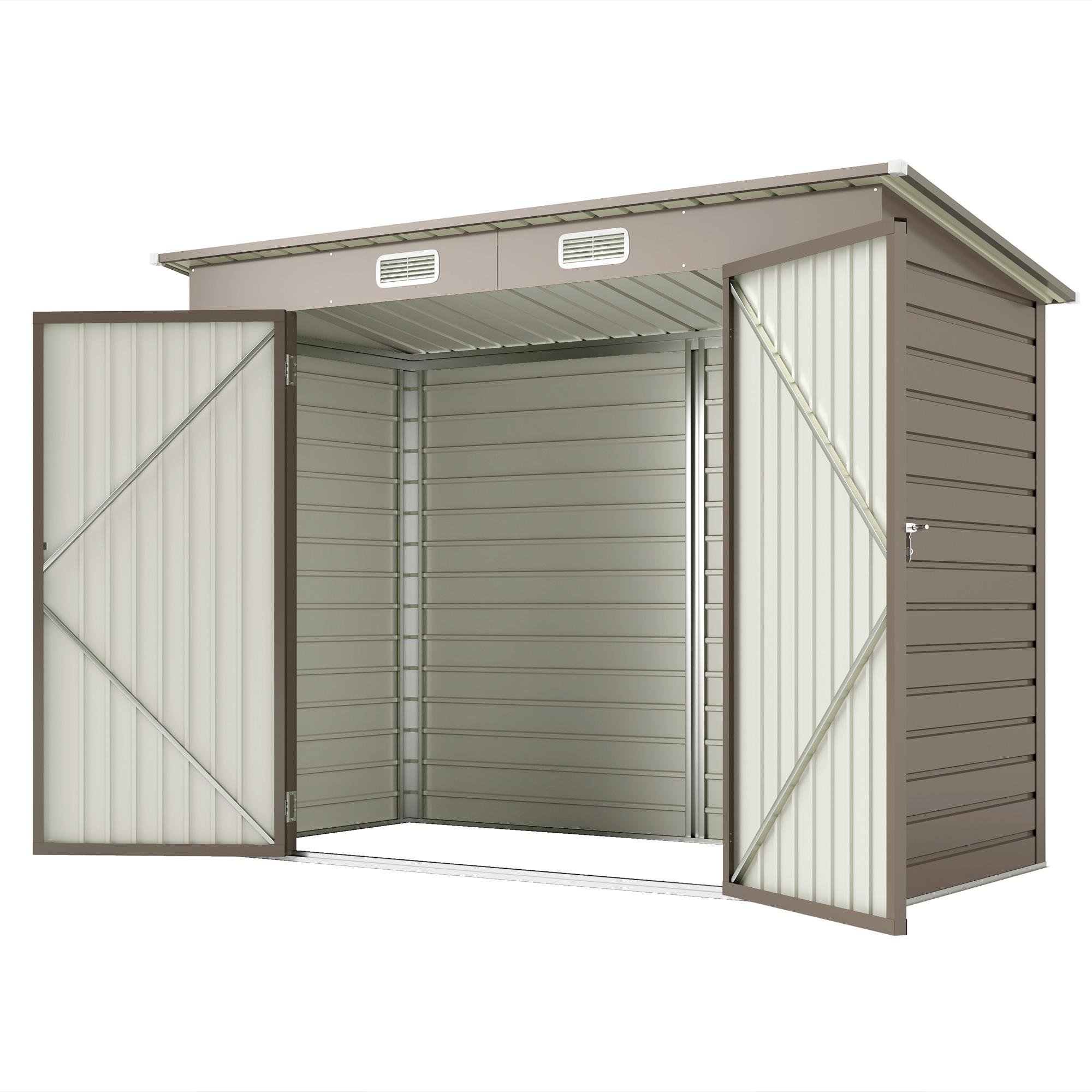 Light Grey 8x4 Galvanized Shed with Double Doors