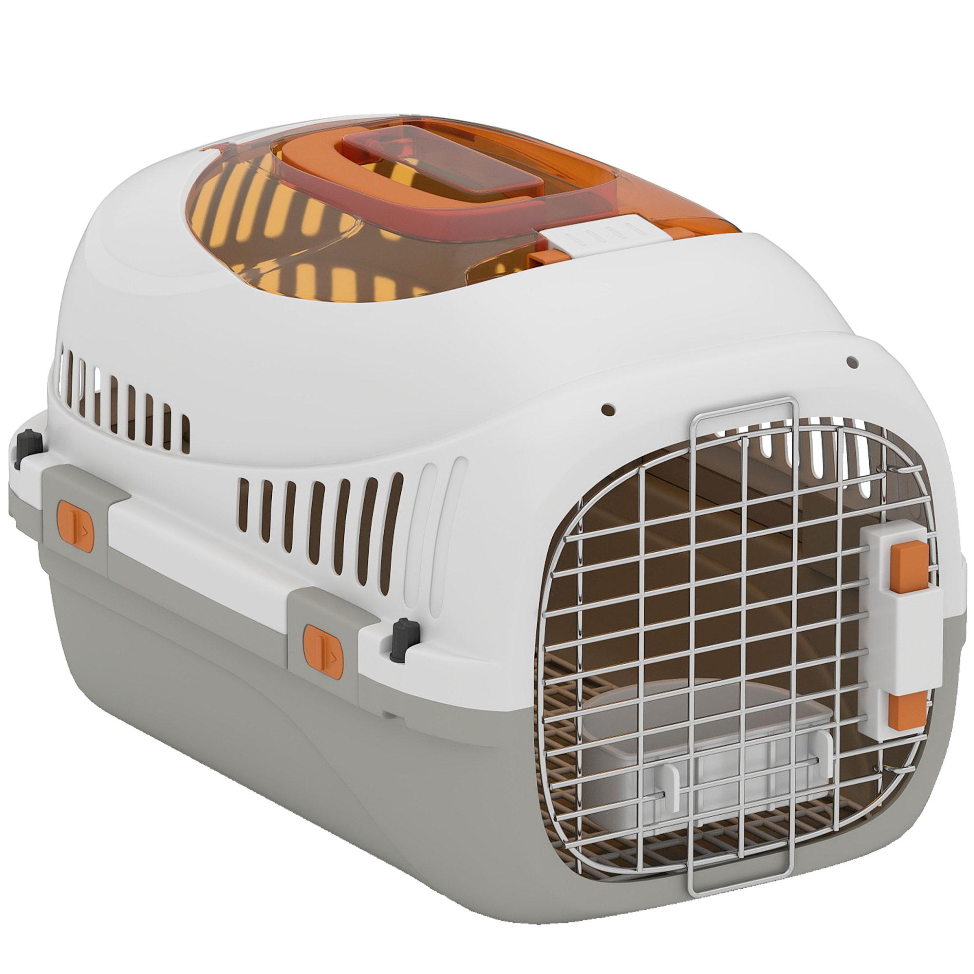 Light Grey Hard Sided Carrier with Steel Wire Door, 19.3 in