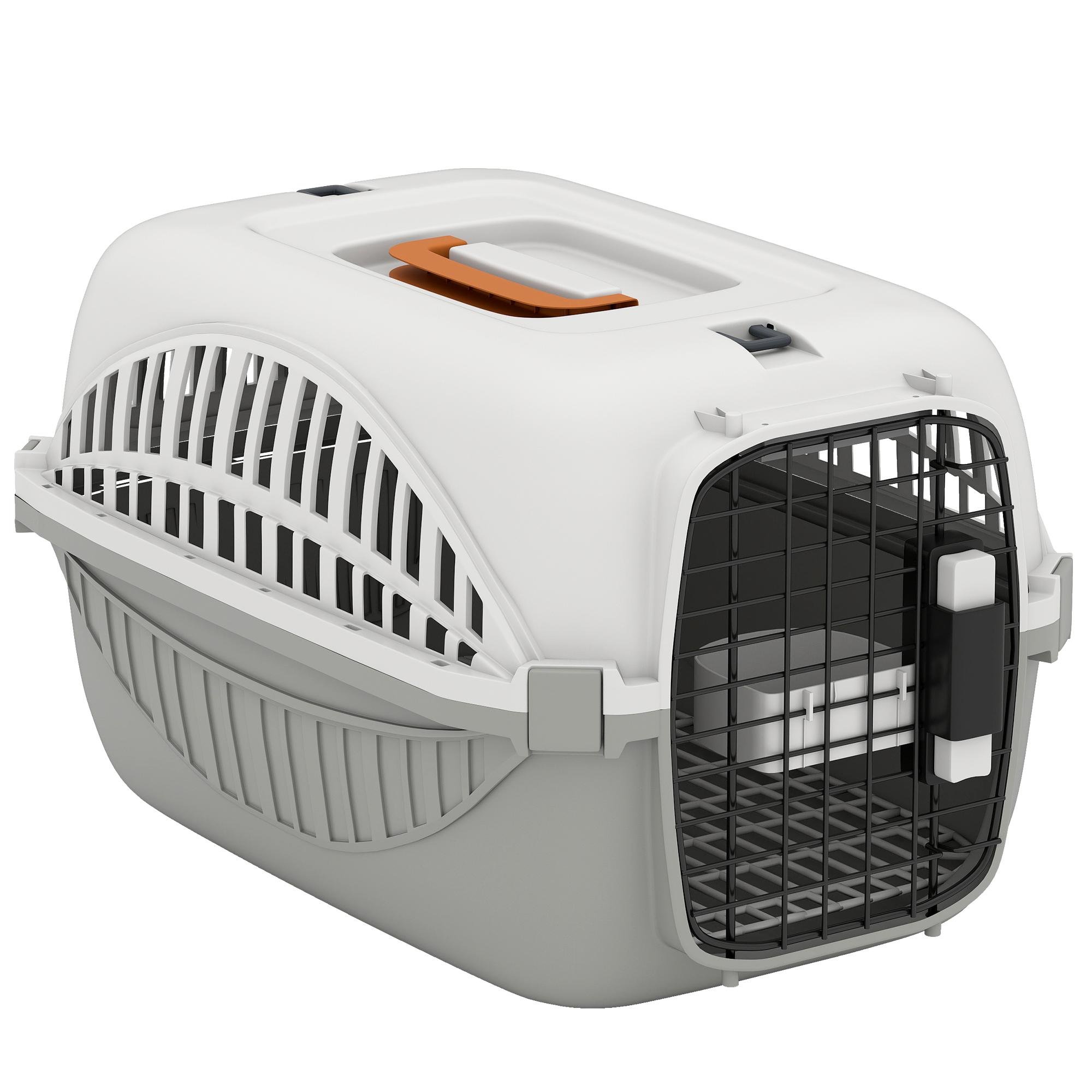Light Grey PP Pet Carrier with Four-Sided Ventilation for Mini Dogs