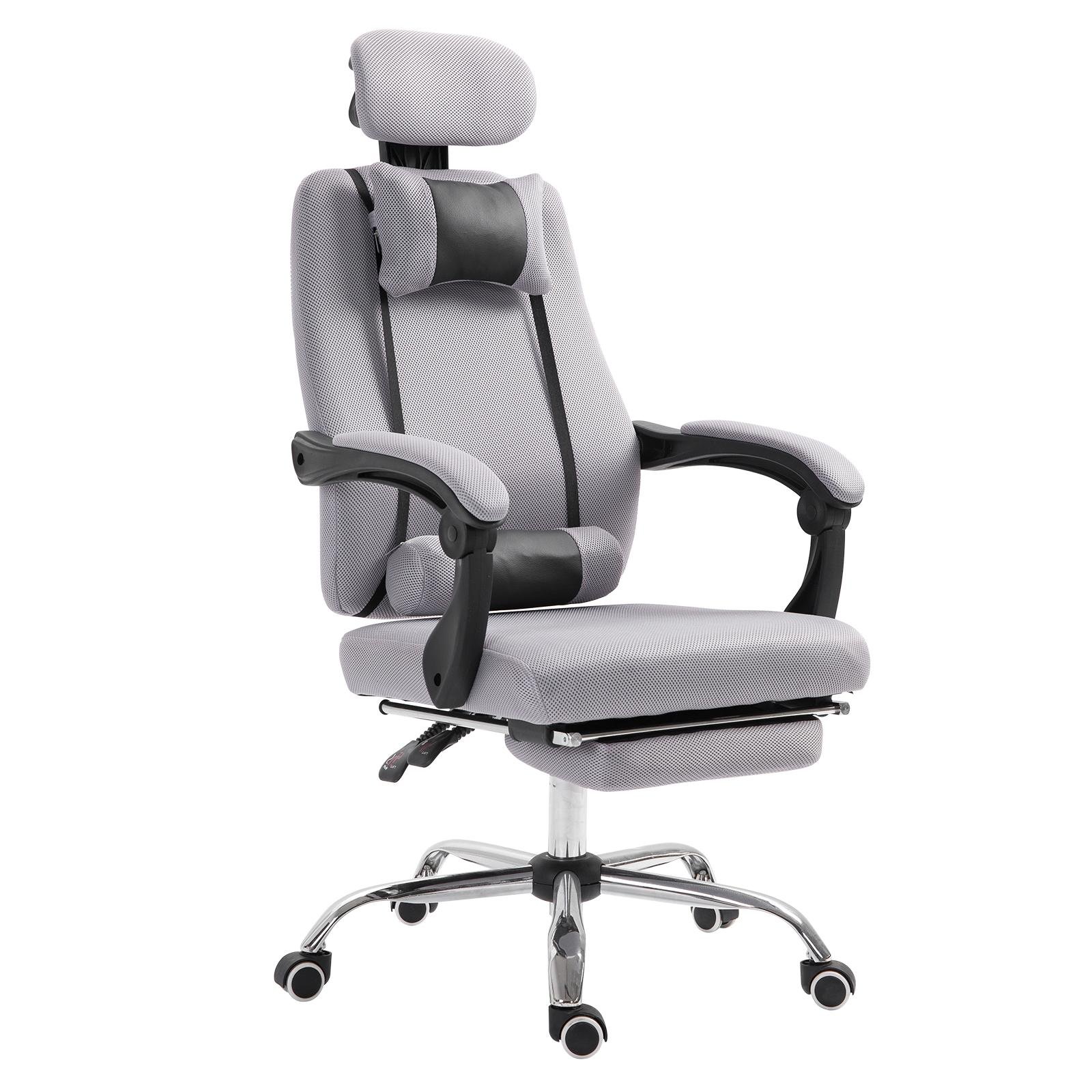 Light Grey Mesh Executive Chair with Footrest