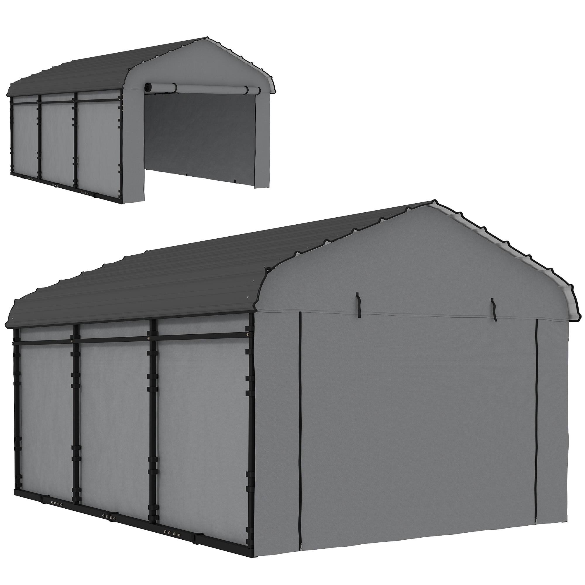 10 x 15 Metal Car Shelter with Galvanized Roof