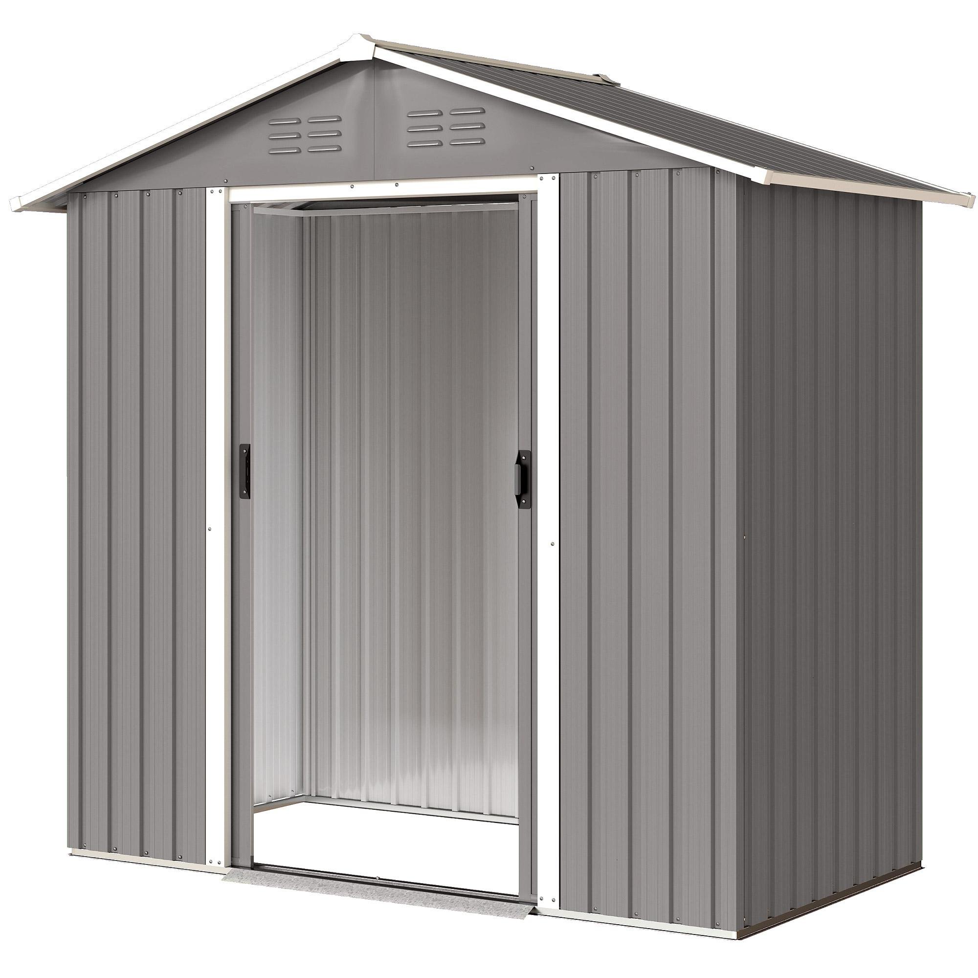 6.5x3.5 Light Grey Metal Shed with Vents