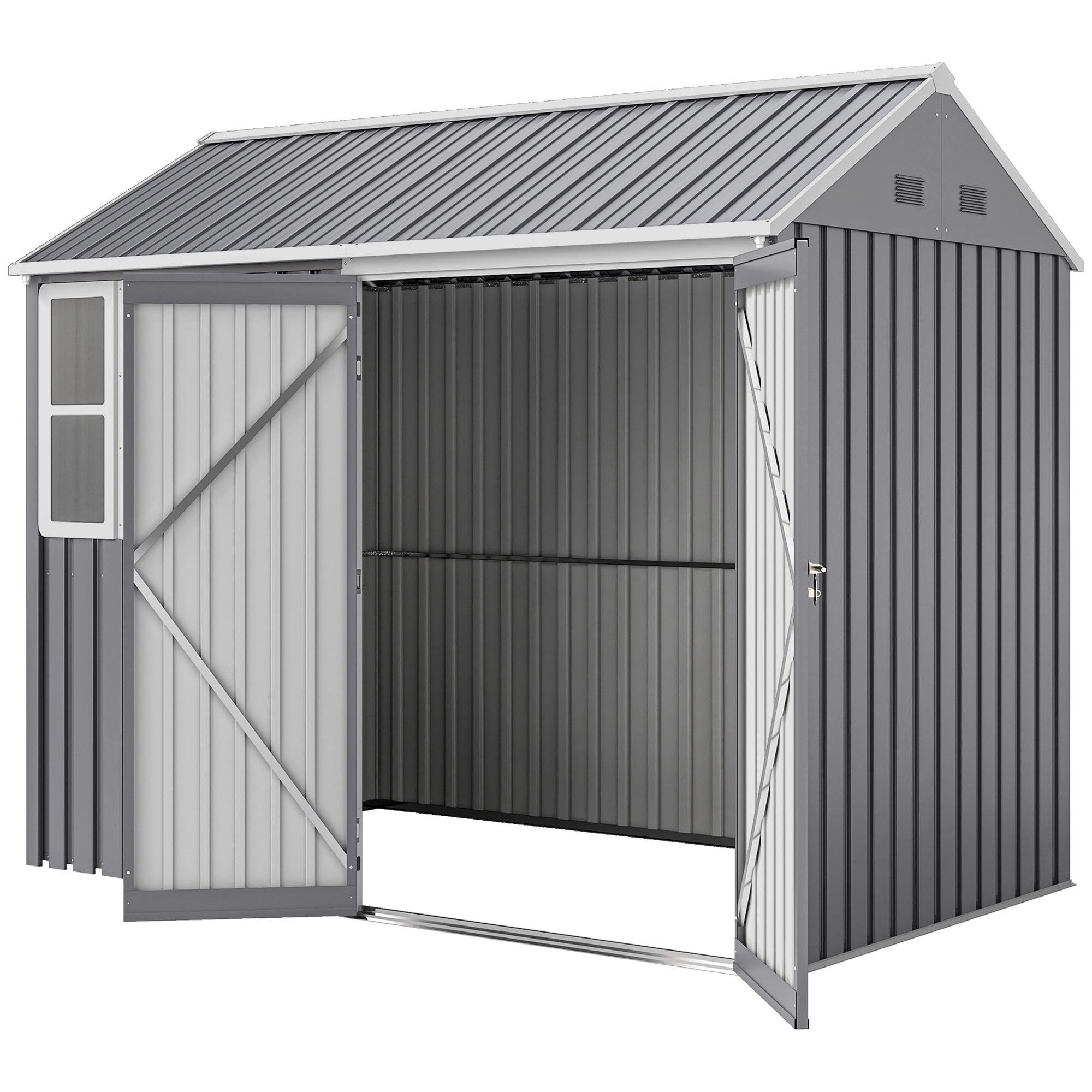8.5x5.5 Light Grey Metal Shed with 48 ft² Storage