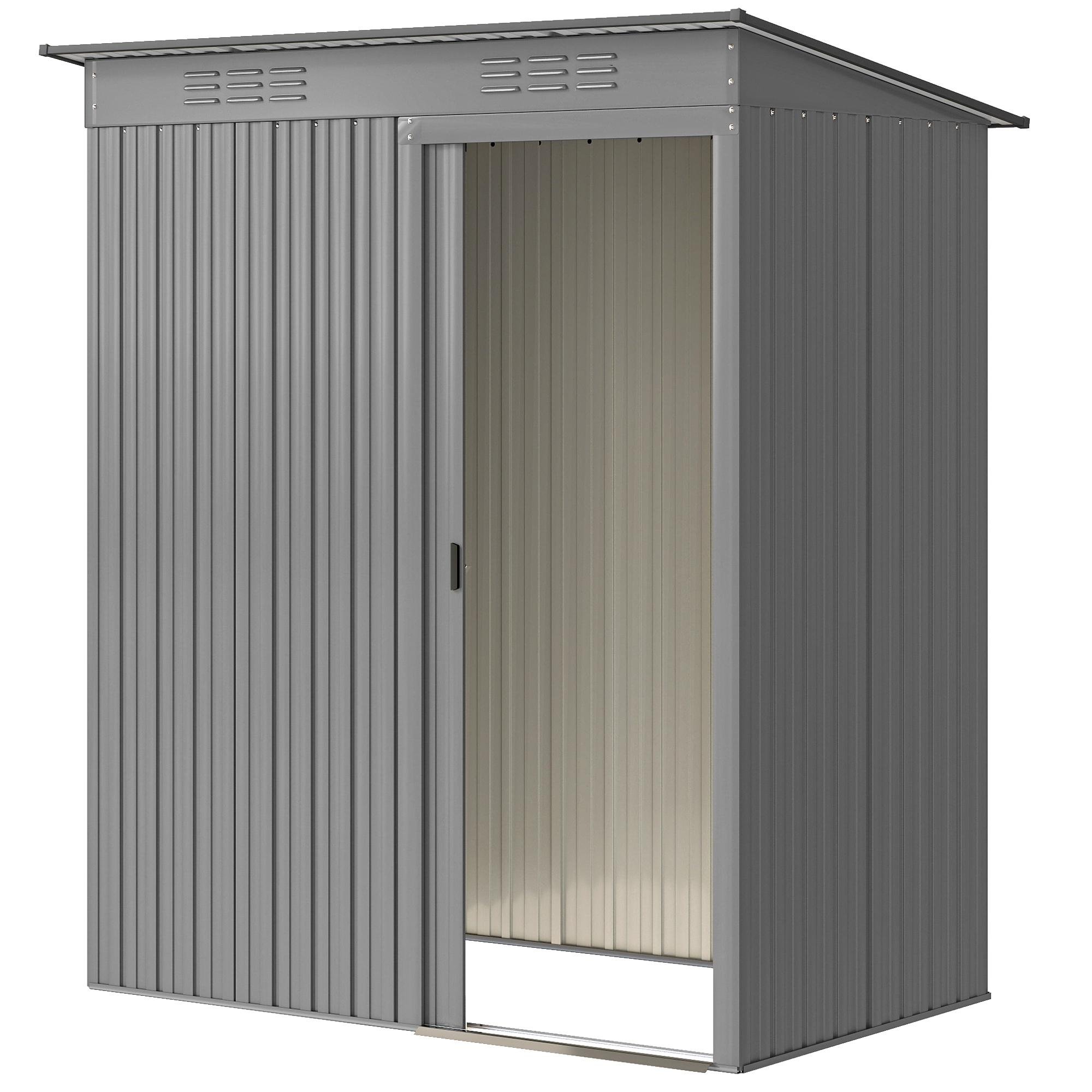5.2x3.5 Light Grey Shed with Sliding Door