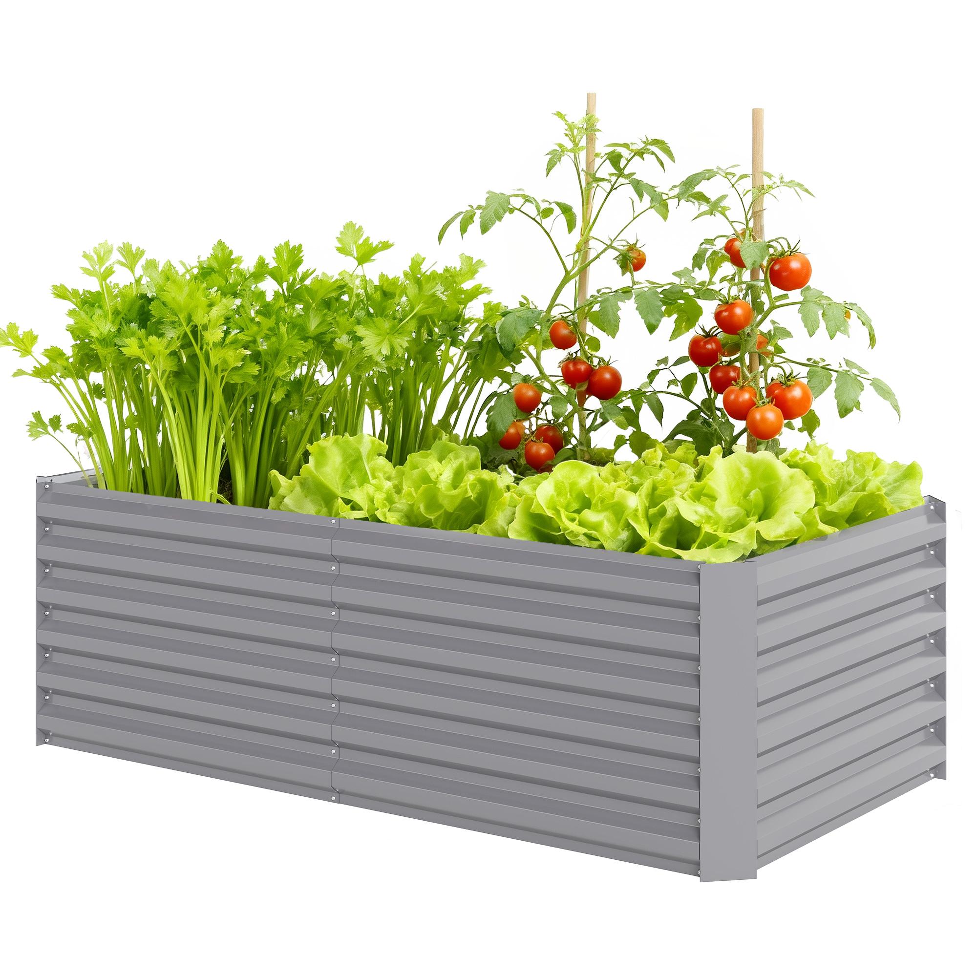 Light Grey 70.9 Inch Planter, Extra-Deep Metal Garden Bed