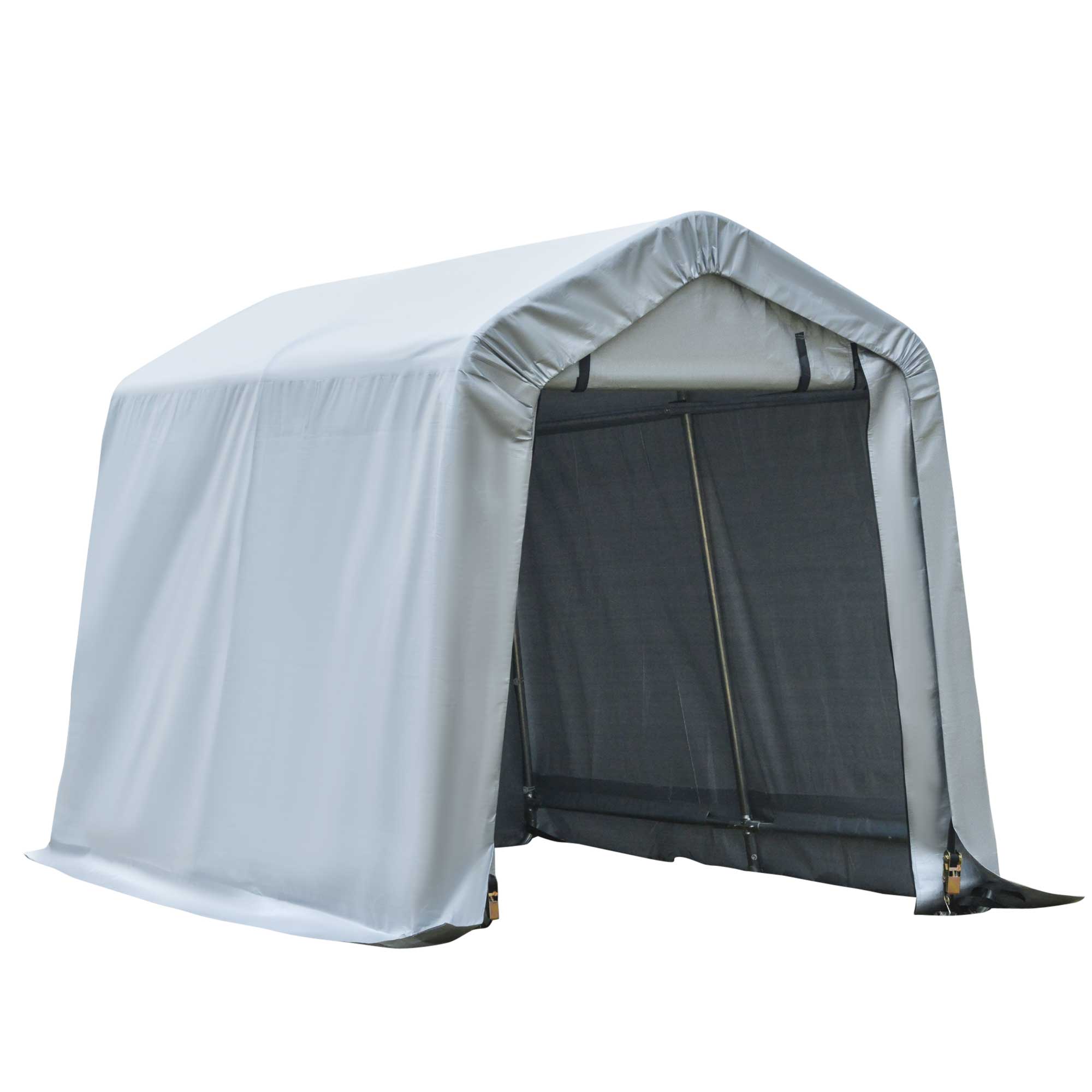 7.9 x 5.9 Car Shelter with PE Cover and Roll-Up Door
